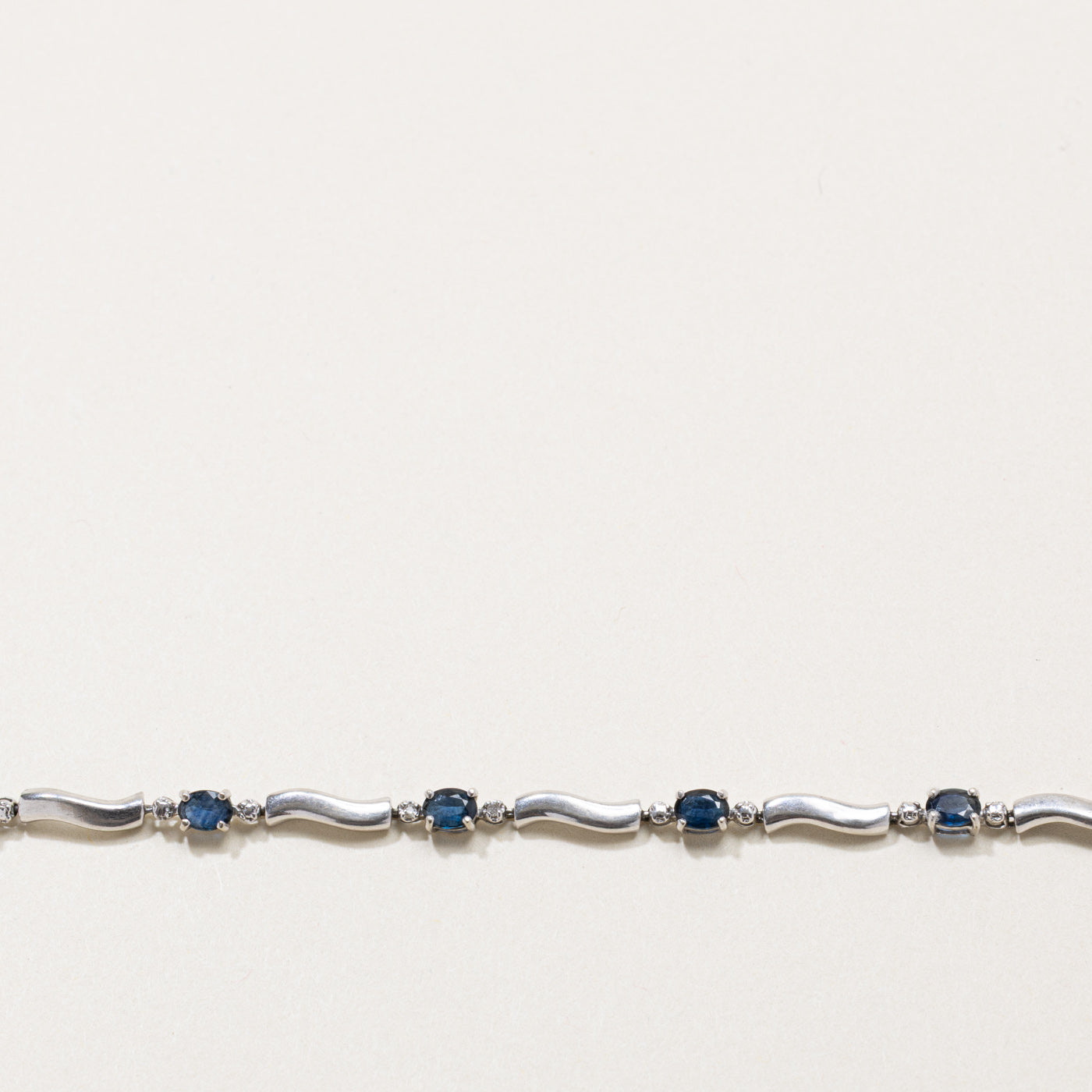 10k Sapphire & Diamond Wave Gemstone Bracelet | 1.26ctw, 0.01ctw | 7"