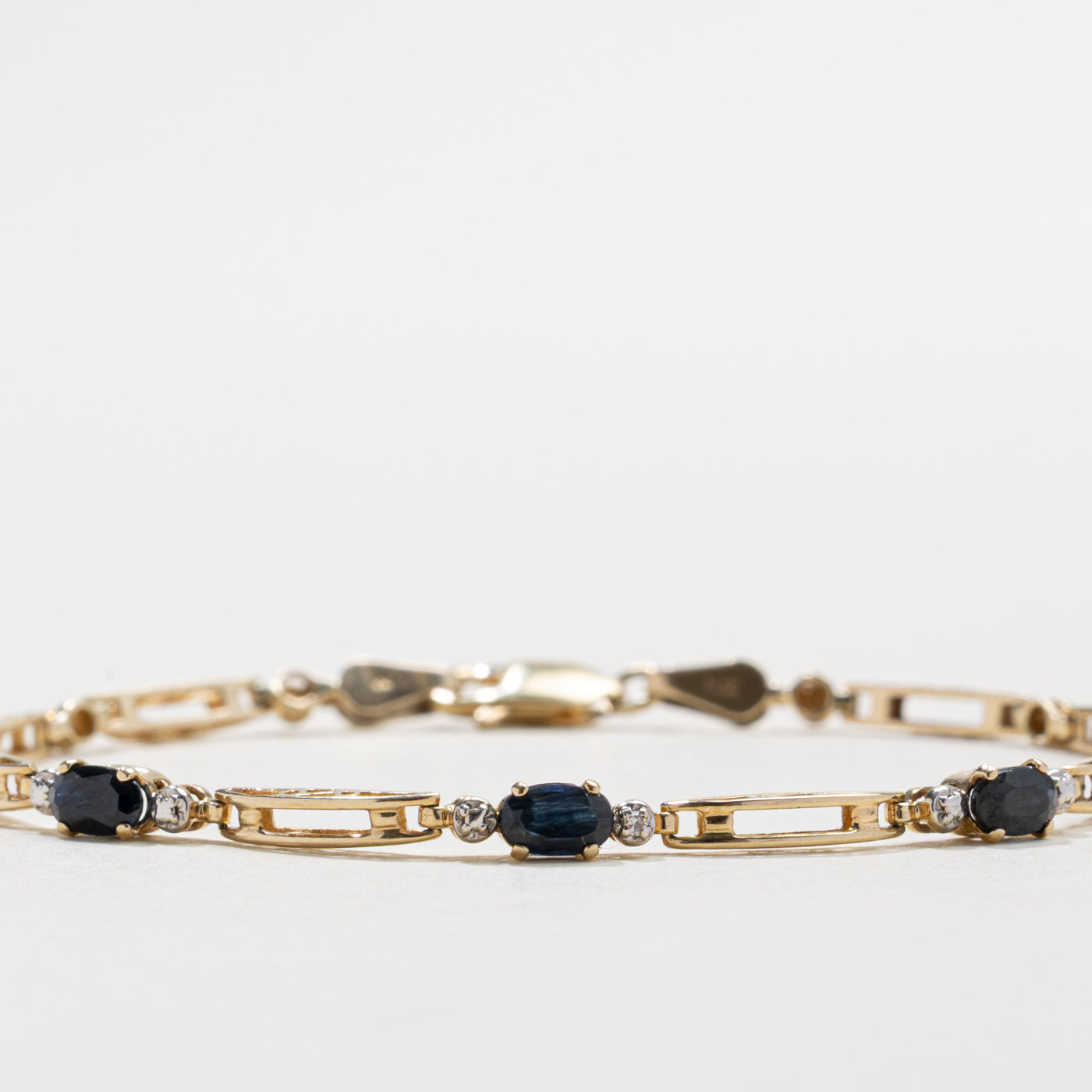 Sapphire & Diamond Bar Bracelet | 1.25ctw, 0.01ctw | 7"