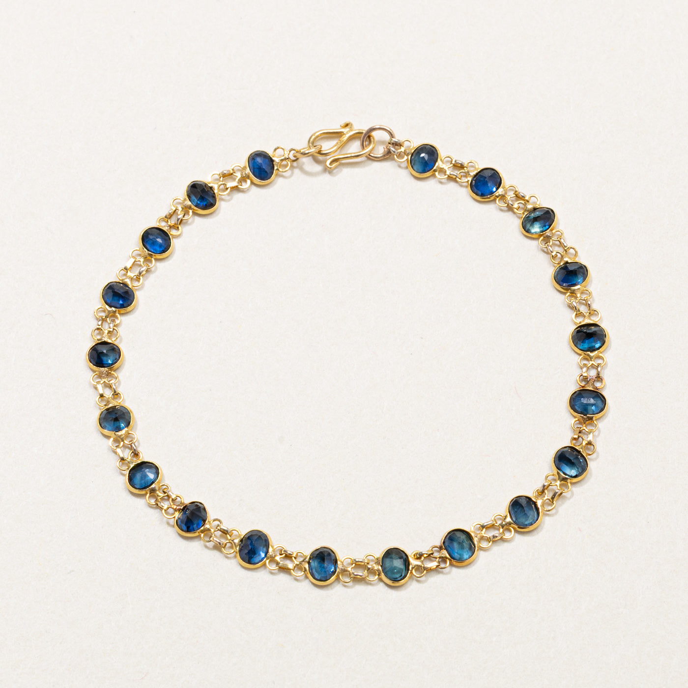 Bezel Set Sapphire Gemstone Bracelet | 1.4ct | 6"