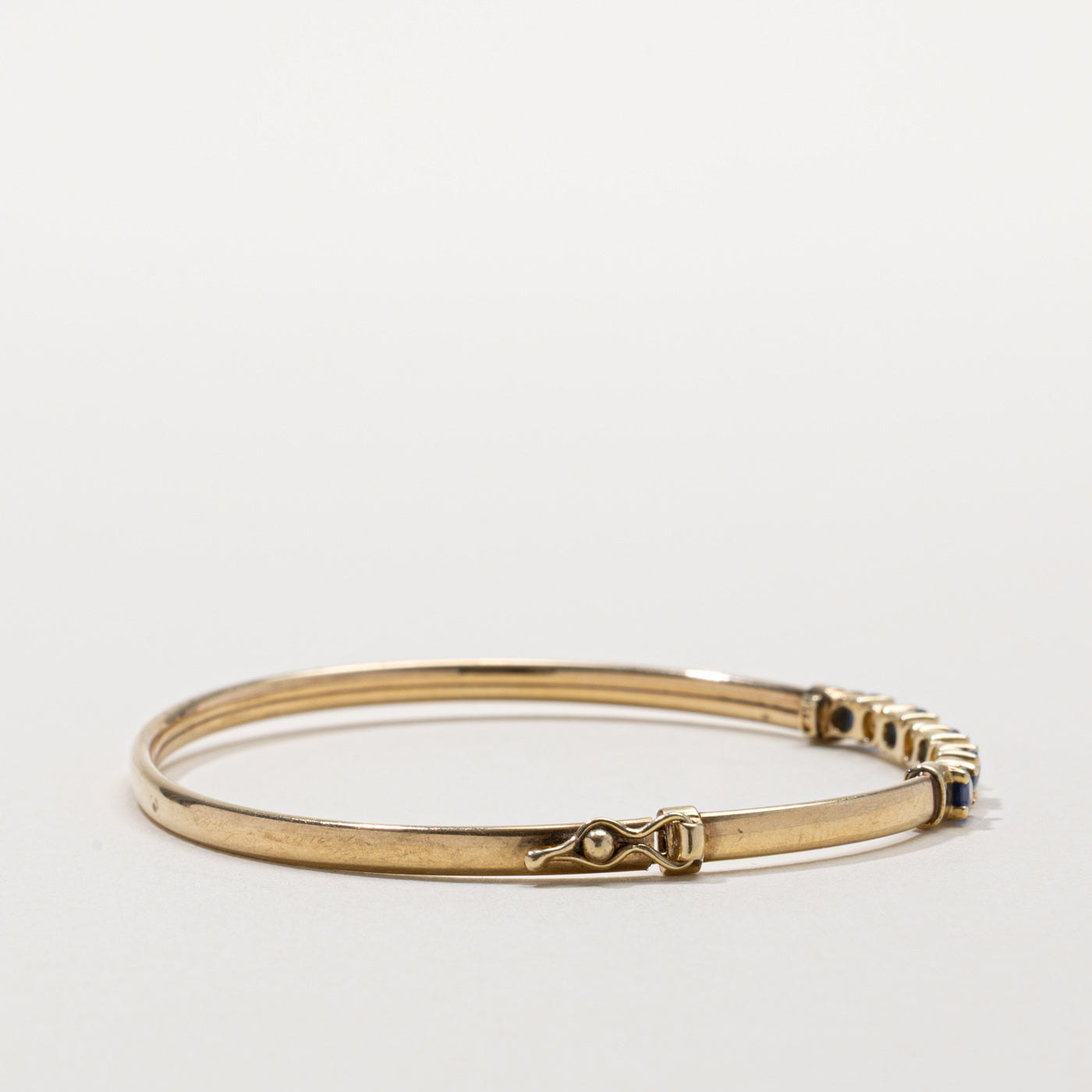 Five Stone Sapphire & Diamond Bangle Bracelet | 1.00ctw, 0.02ctw | 7"