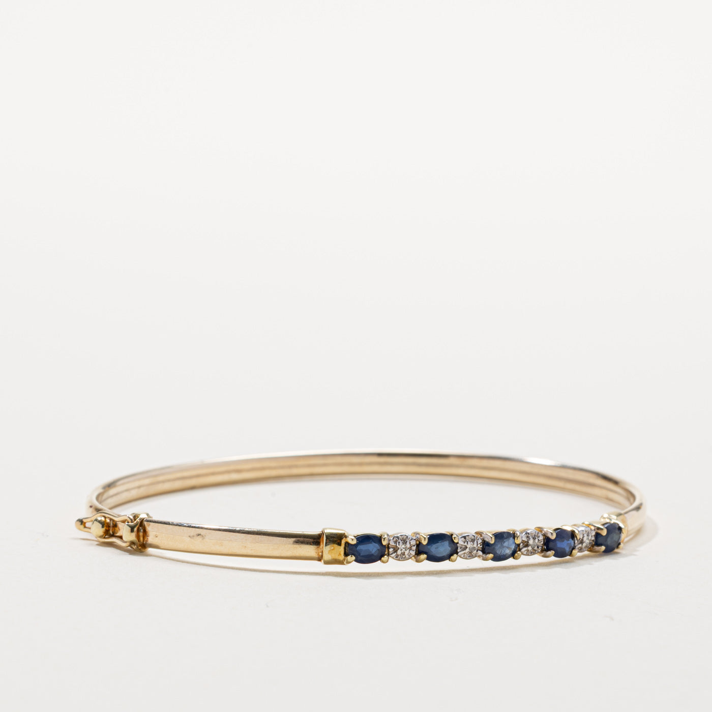 Sapphire & Diamond Bangle Bracelet | 1.00ctw, 0.02ctw | 7"