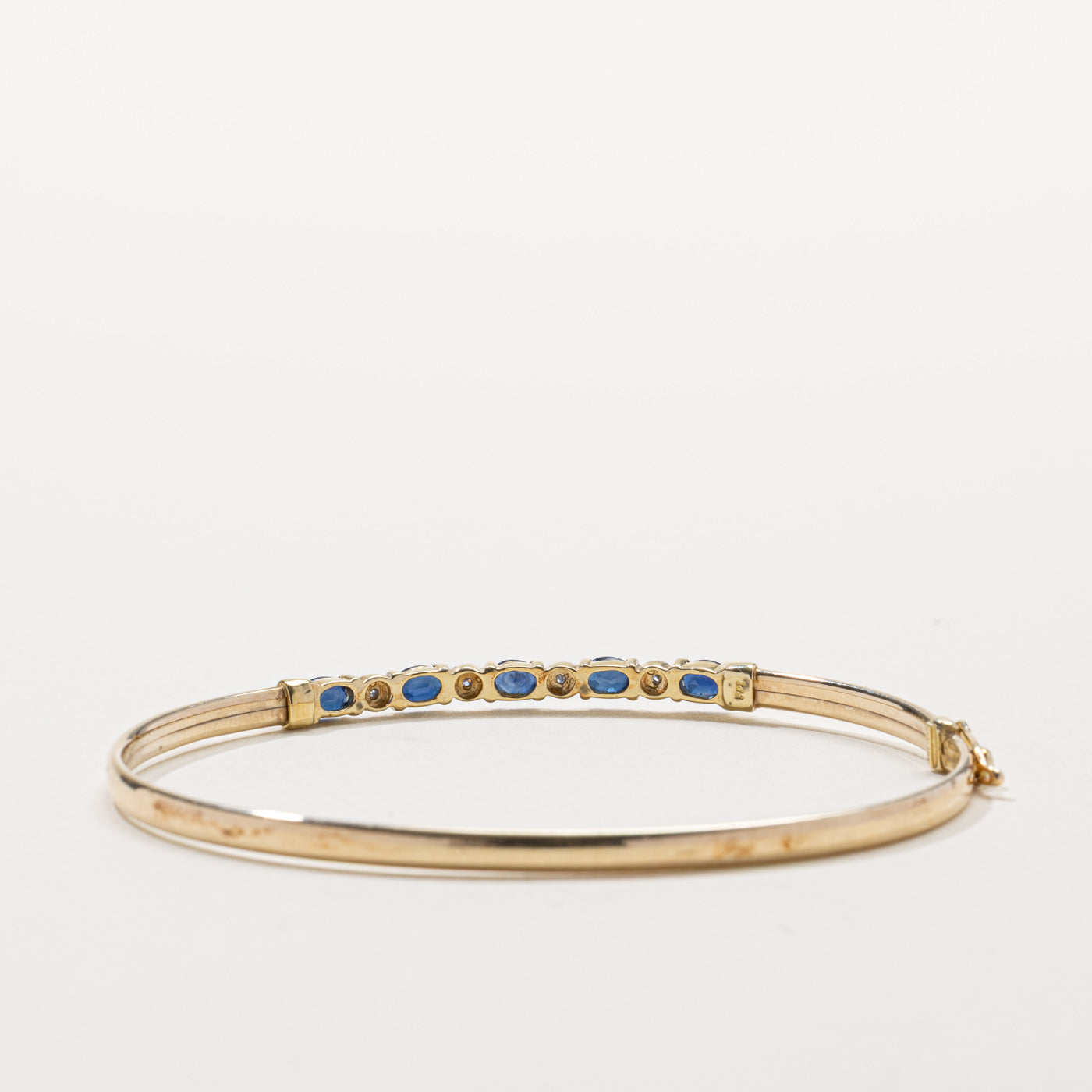 Sapphire & Diamond Bangle Bracelet | 1.00ctw, 0.02ctw | 7"