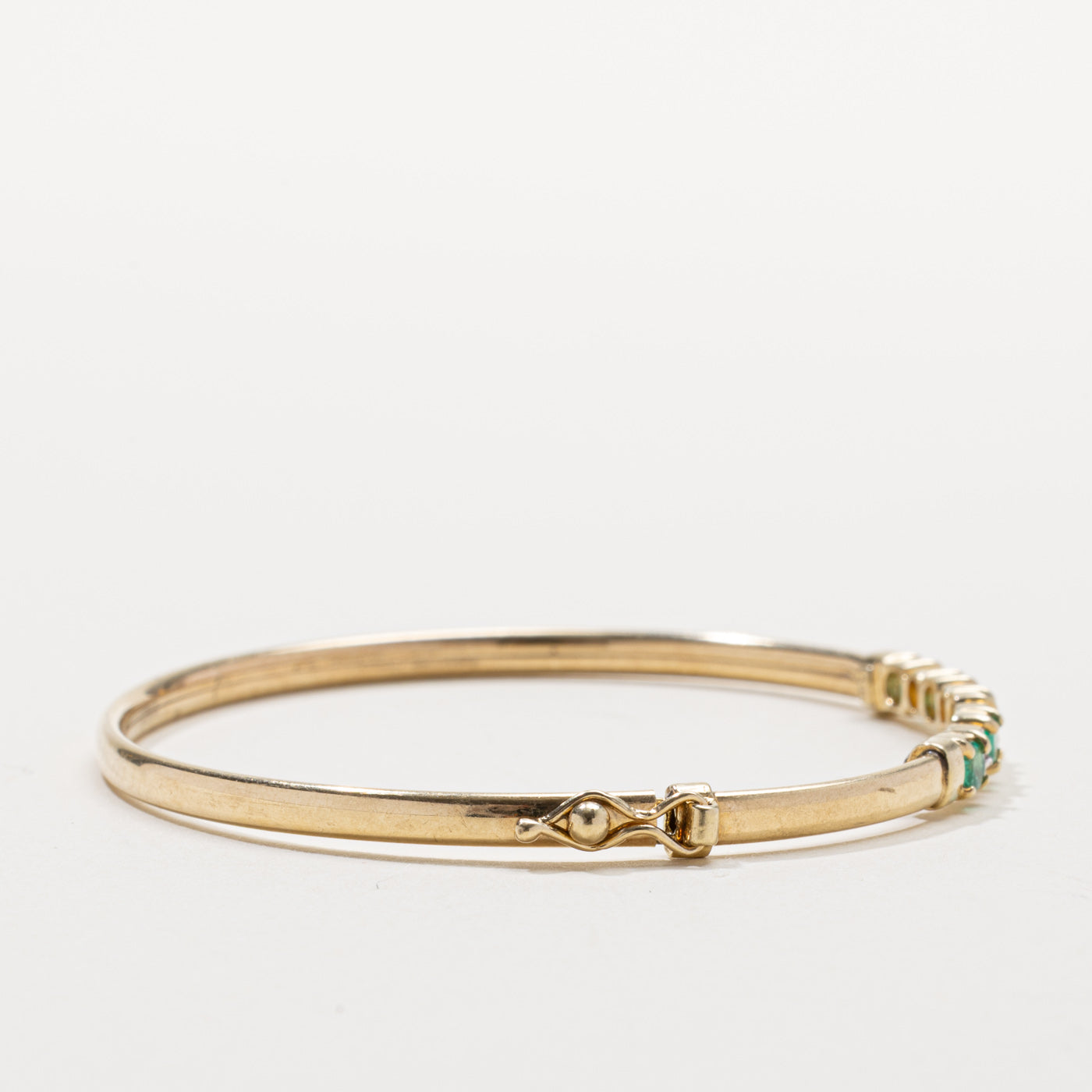 Emerald & Diamond Bangle Bracelet | 0.35ctw, 0.01ctw | 7.5"