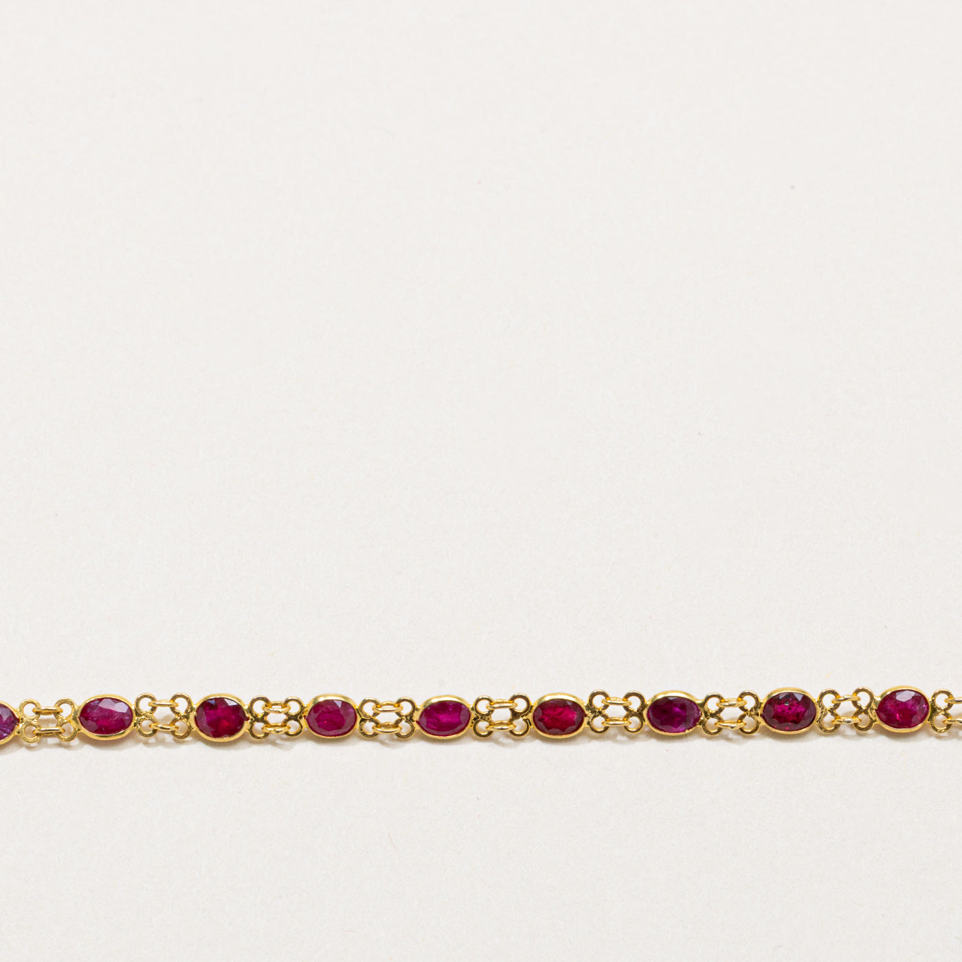 Bezel Set Ruby Floral Gemstone Bracelet | 2.2ct | 7"