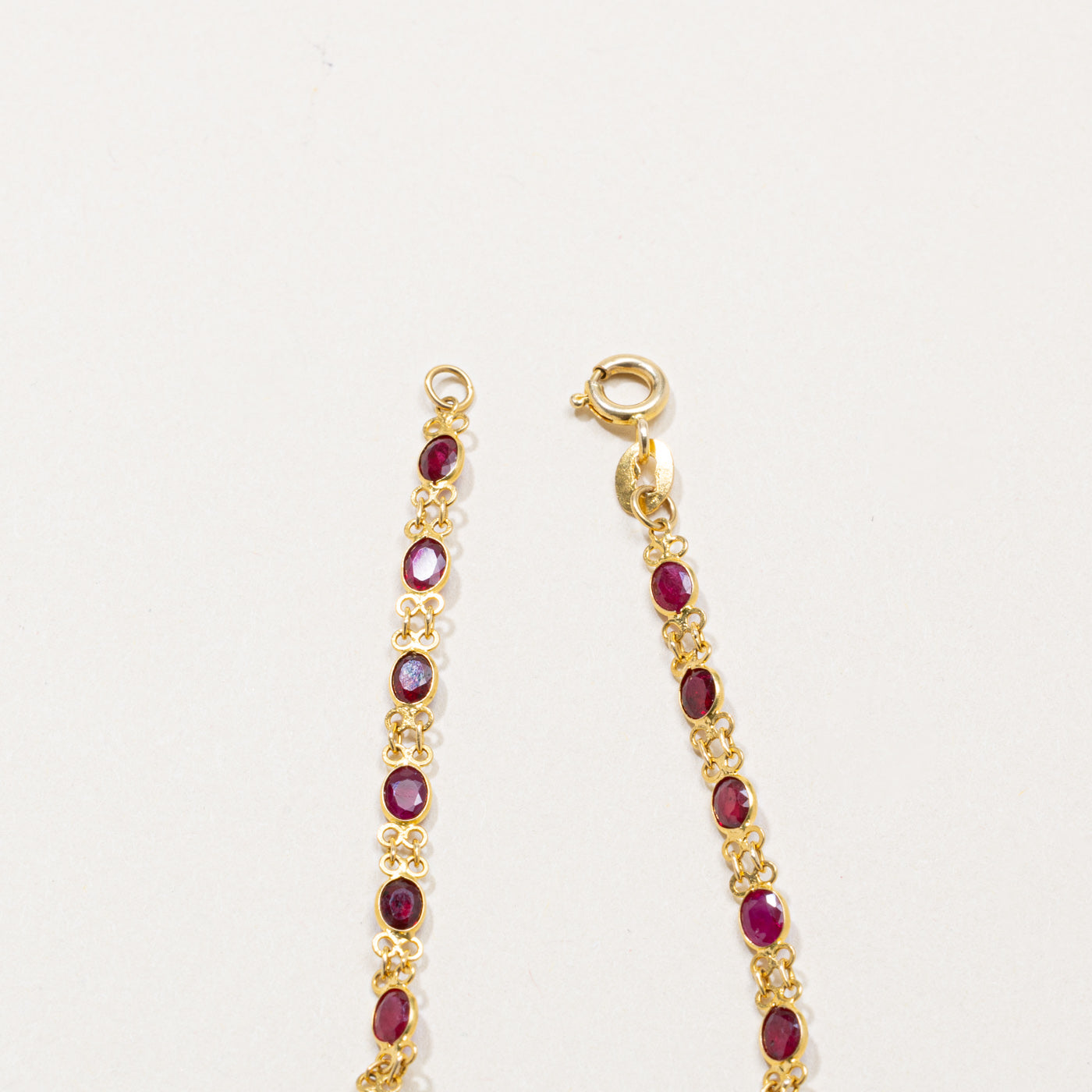 Bezel Set Ruby Floral Gemstone Bracelet | 2.2ct | 7"