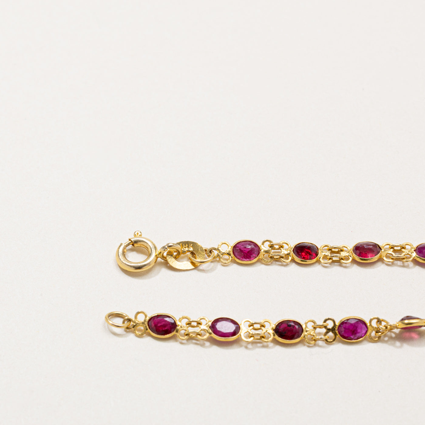 Bezel Set Ruby Floral Gemstone Bracelet | 2.2ct | 7"