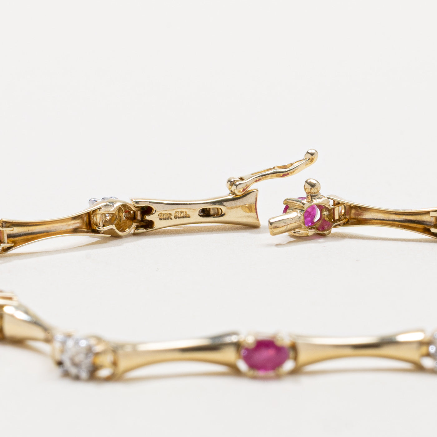 Ruby & Diamond Bar Gemstone Bracelet | 1.20ctw, 0.03ctw | 7.5"