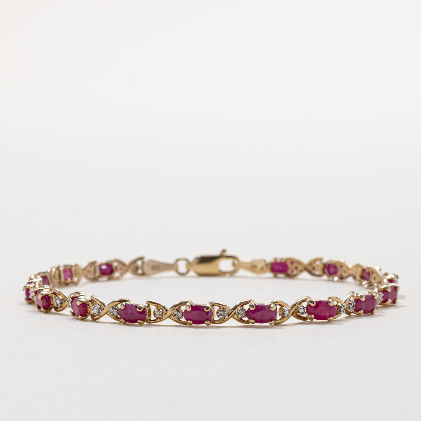 Ruby & Diamond Bow Gemstone Bracelet | 3.50ctw, 0.03ctw | 7.5"