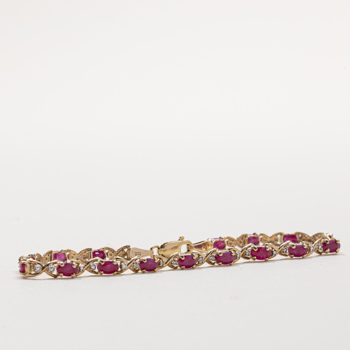 Ruby & Diamond Bow Gemstone Bracelet | 3.50ctw, 0.03ctw | 7.5"