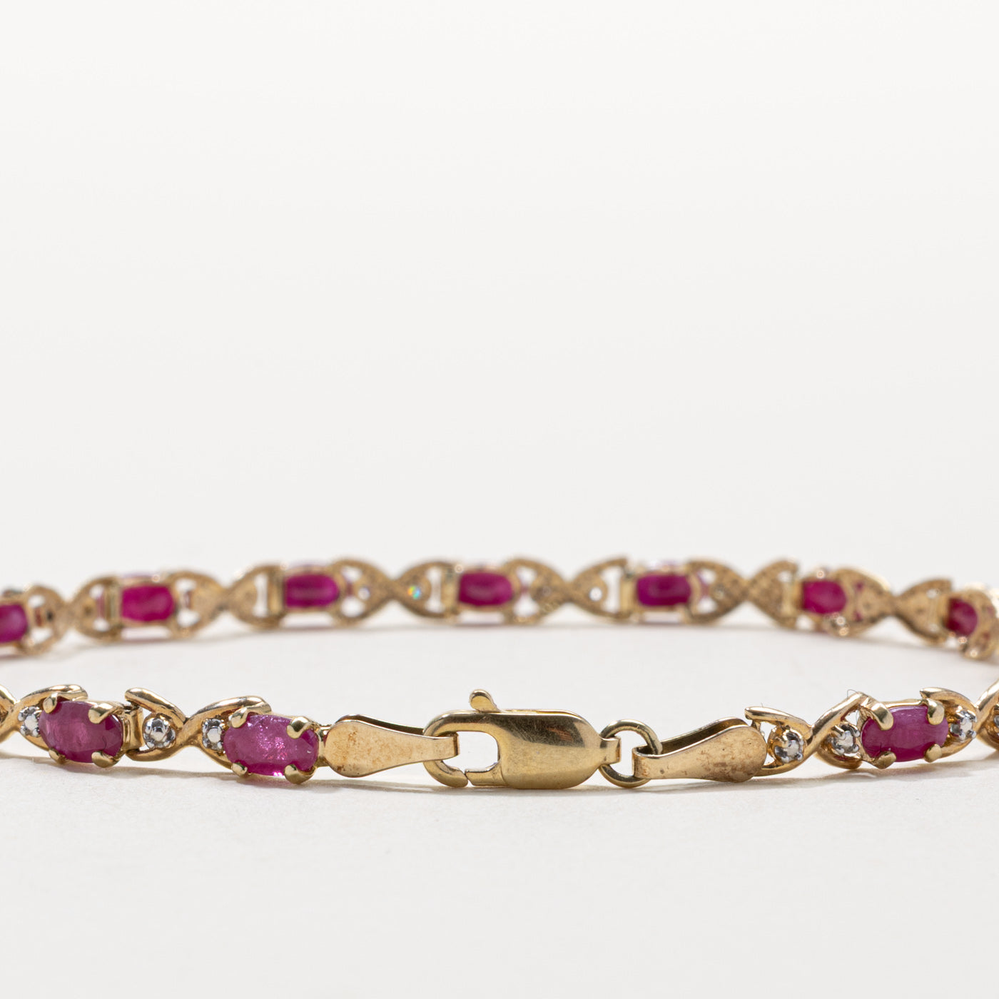 Ruby & Diamond Bow Gemstone Bracelet | 3.50ctw, 0.03ctw | 7.5"