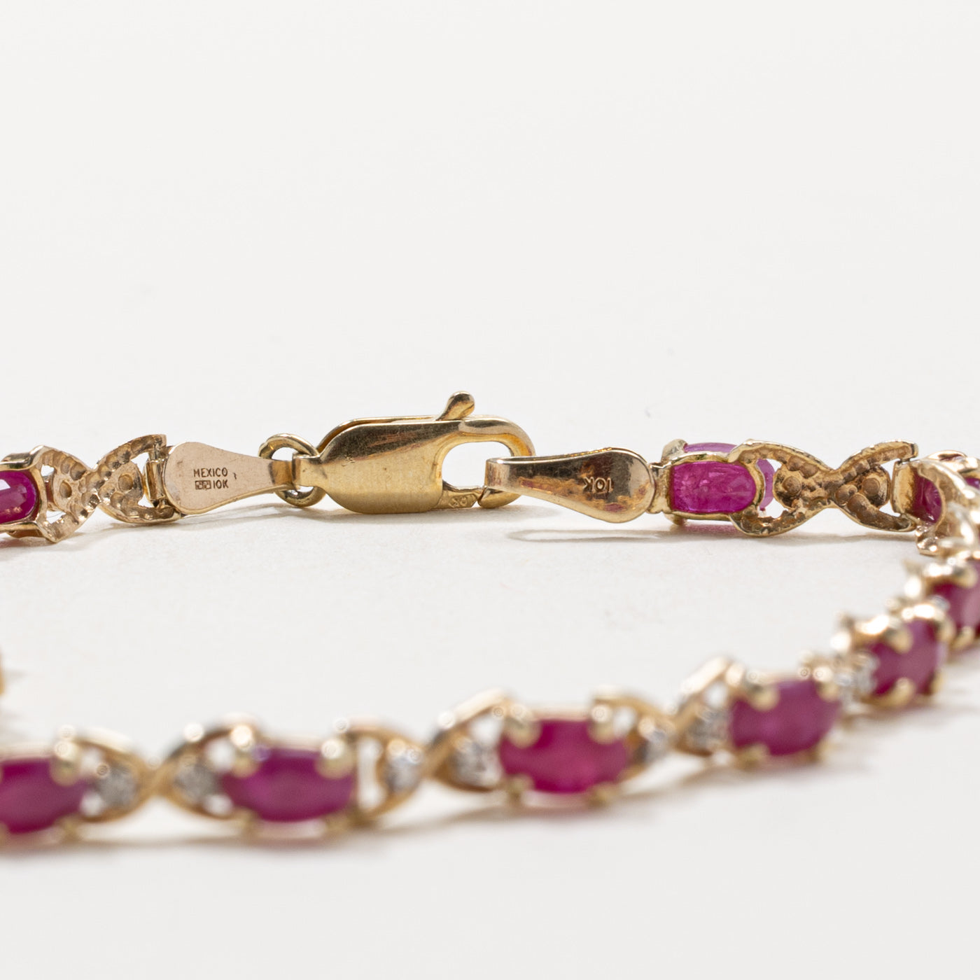 Ruby & Diamond Bow Gemstone Bracelet | 3.50ctw, 0.03ctw | 7.5"