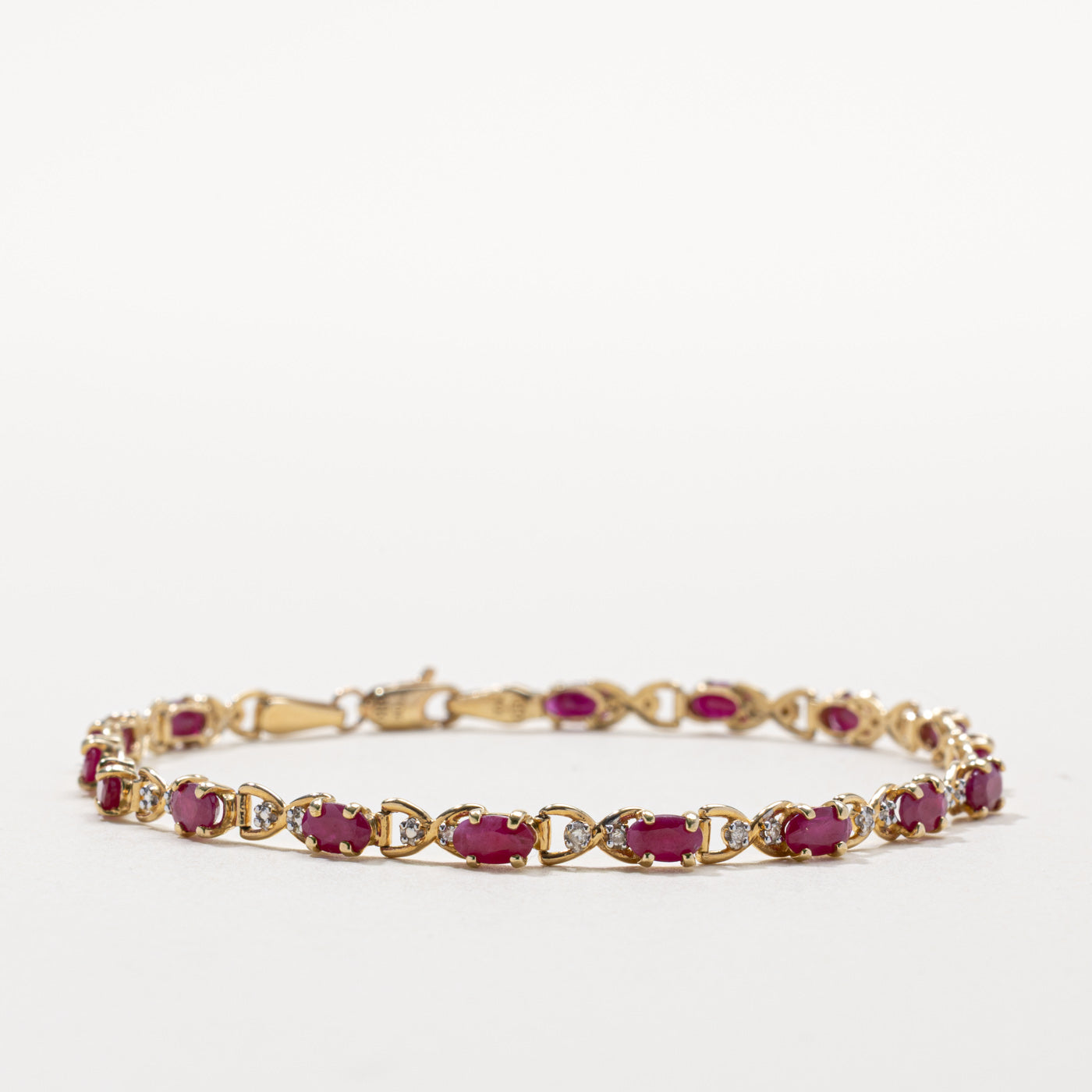 Ruby & Diamond Bow Gemstone Bracelet | 3.50ctw, 0.03ctw | 7.5"