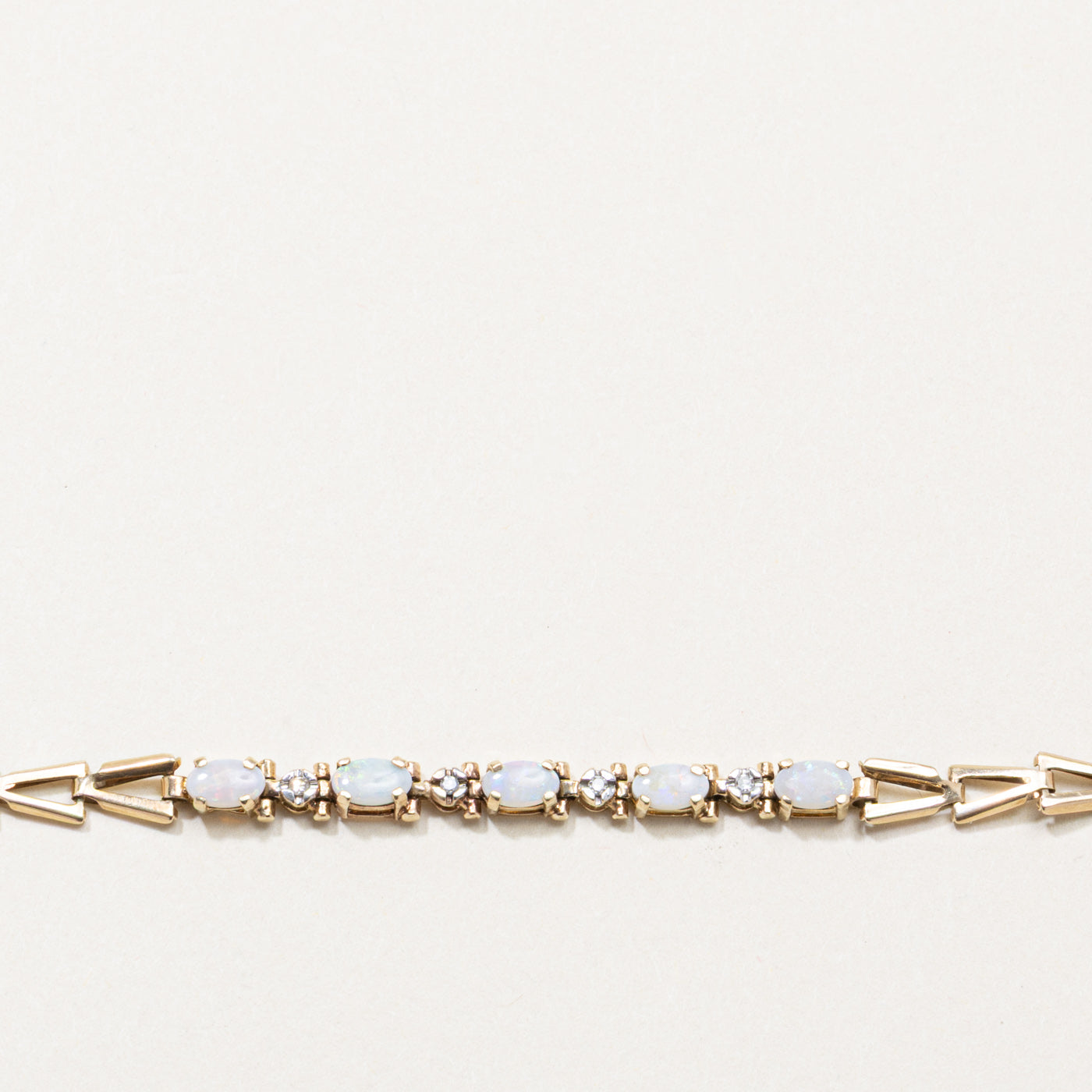 Five Stone Opal & Diamond Geometric Bracelet | 7.5"