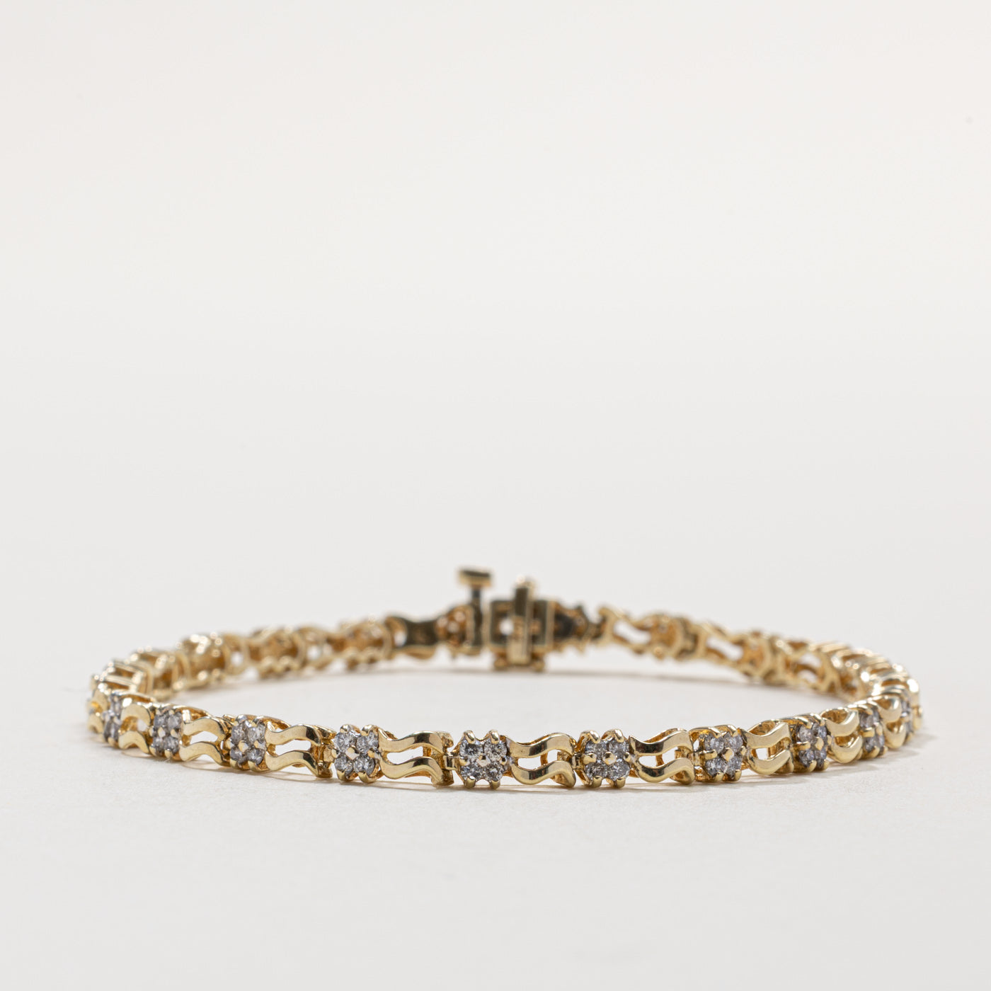 10k Diamond Cluster Wave Tennis Bracelet | 0.48ct | 7"