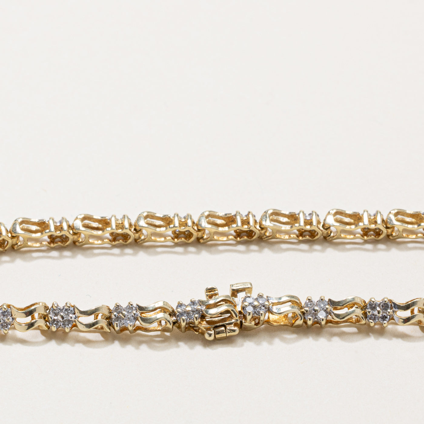 10k Diamond Cluster Wave Tennis Bracelet | 0.48ct | 7"