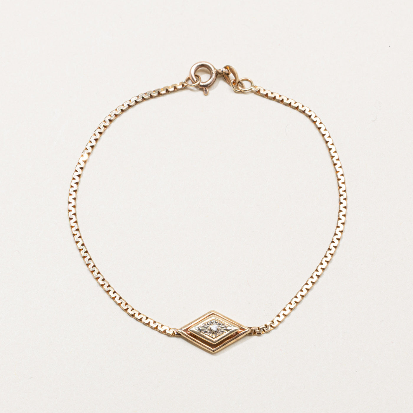 10k Yellow Gold Diamond Rhombus Design Bracelet | 7.5"