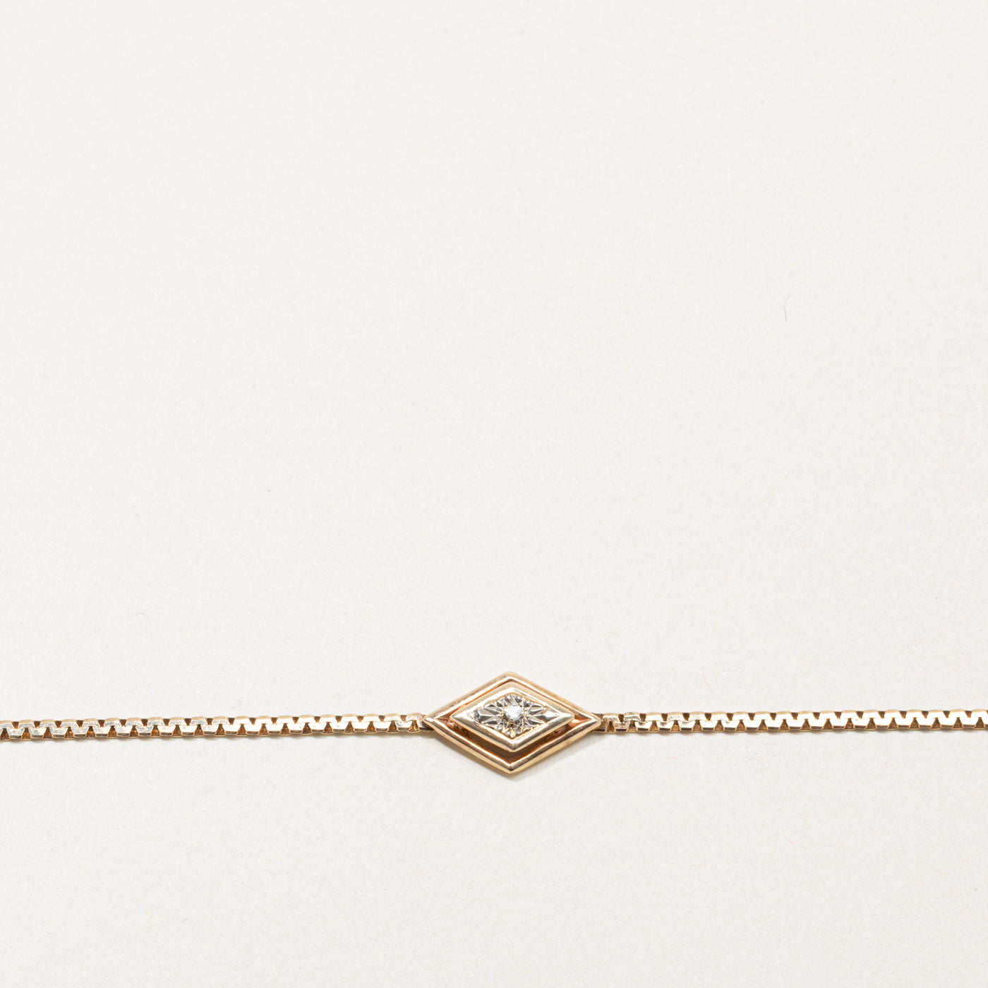 10k Yellow Gold Diamond Rhombus Design Bracelet | 7.5"