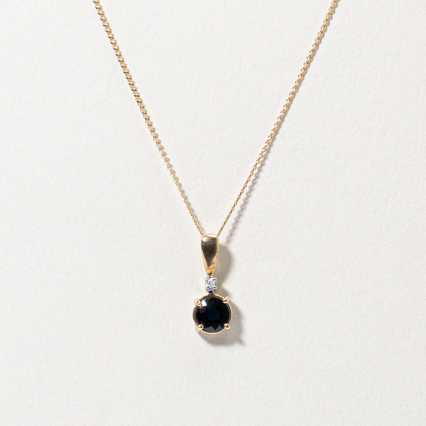 Sapphire & Diamond Pendant Necklace | 0.50ct, 0.01ctw | 22"