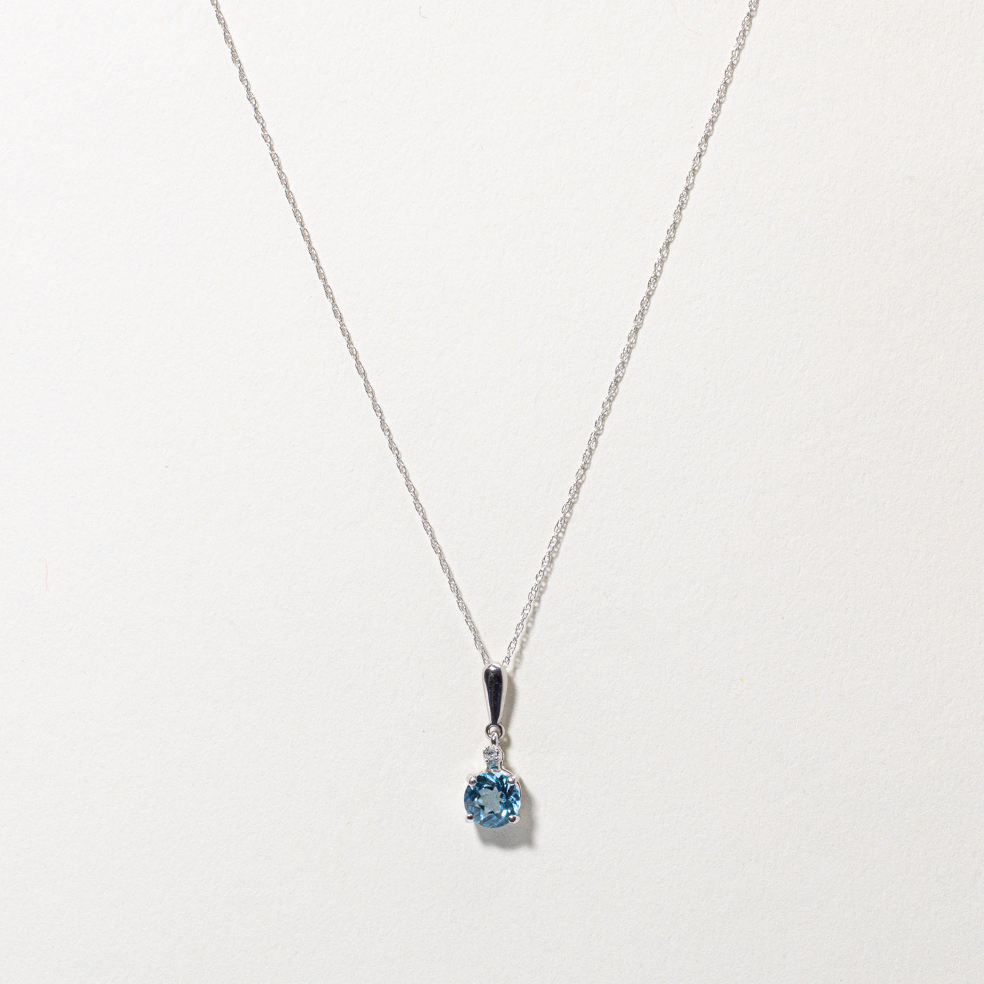 Blue Topaz & Diamond Pendant Necklace | 0.65ct, 0.01ct | 18"