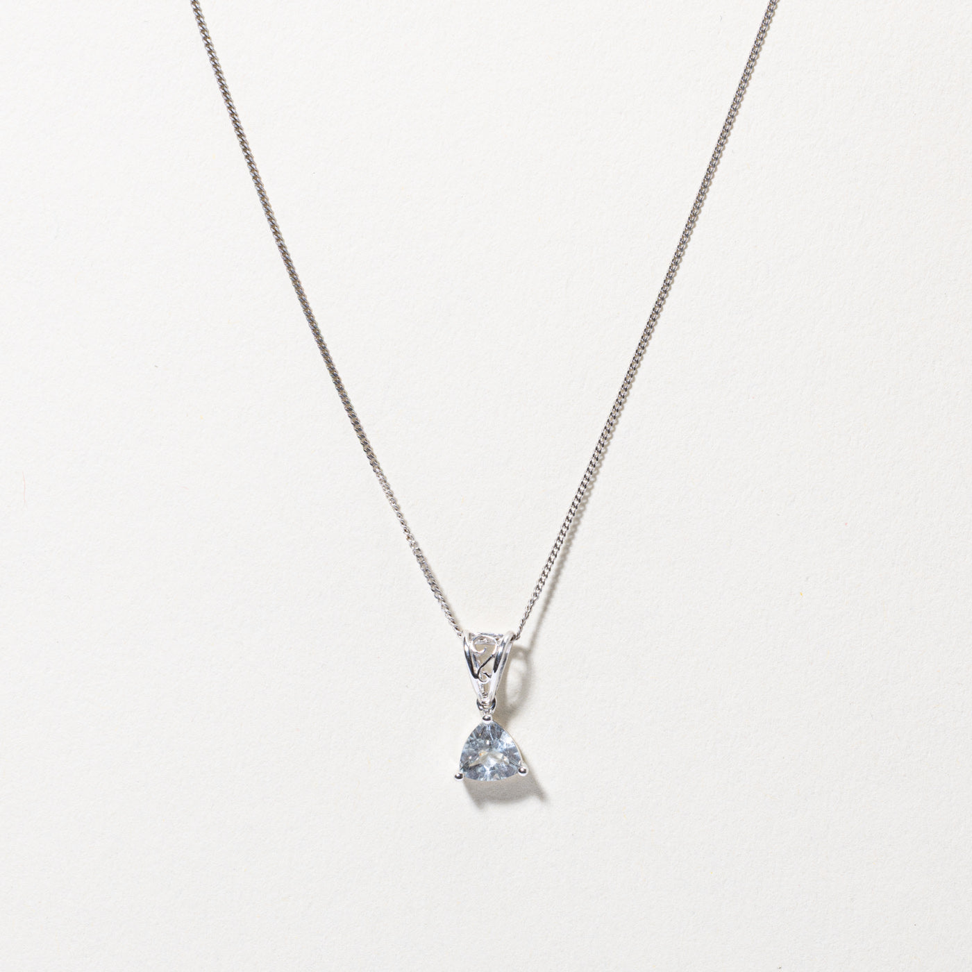 Trillion Cut Aquamarine Solitaire Pendant Necklace | 0.5ct | 18"