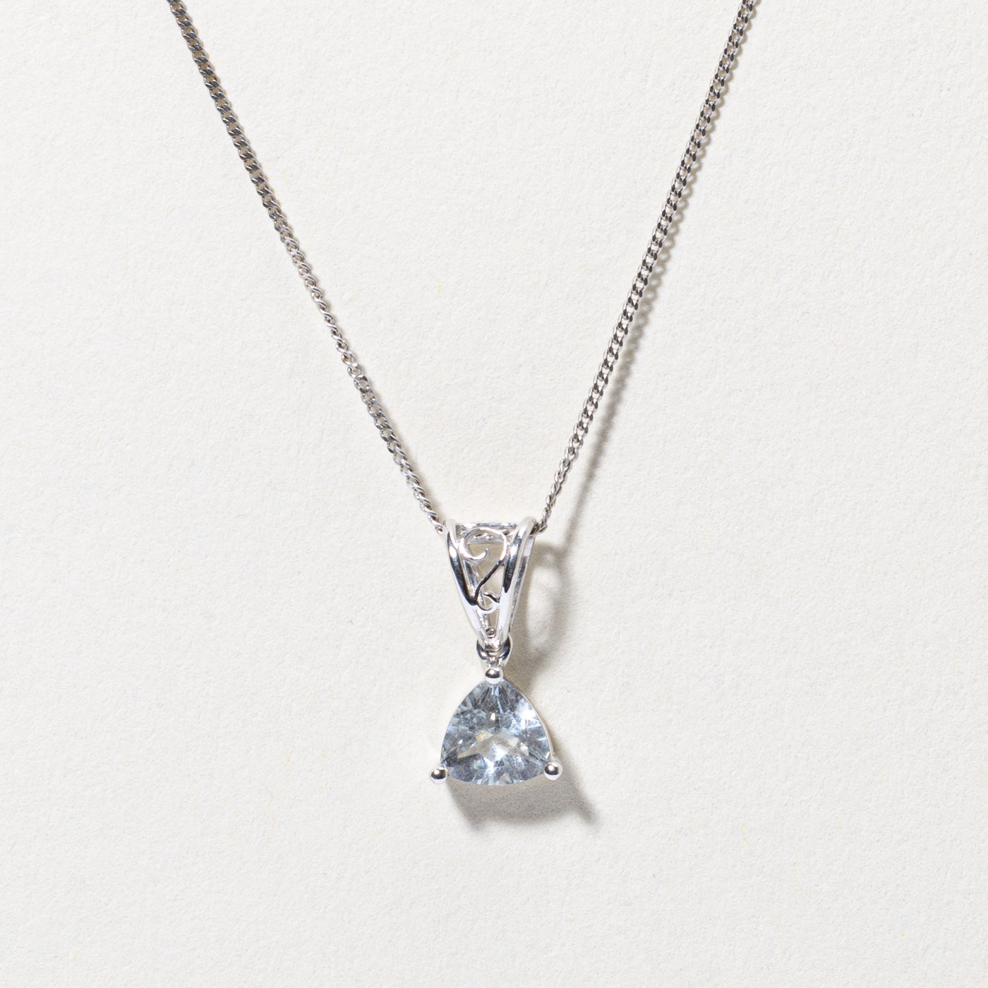 Trillion Cut Aquamarine Solitaire Pendant Necklace | 0.5ct | 18"