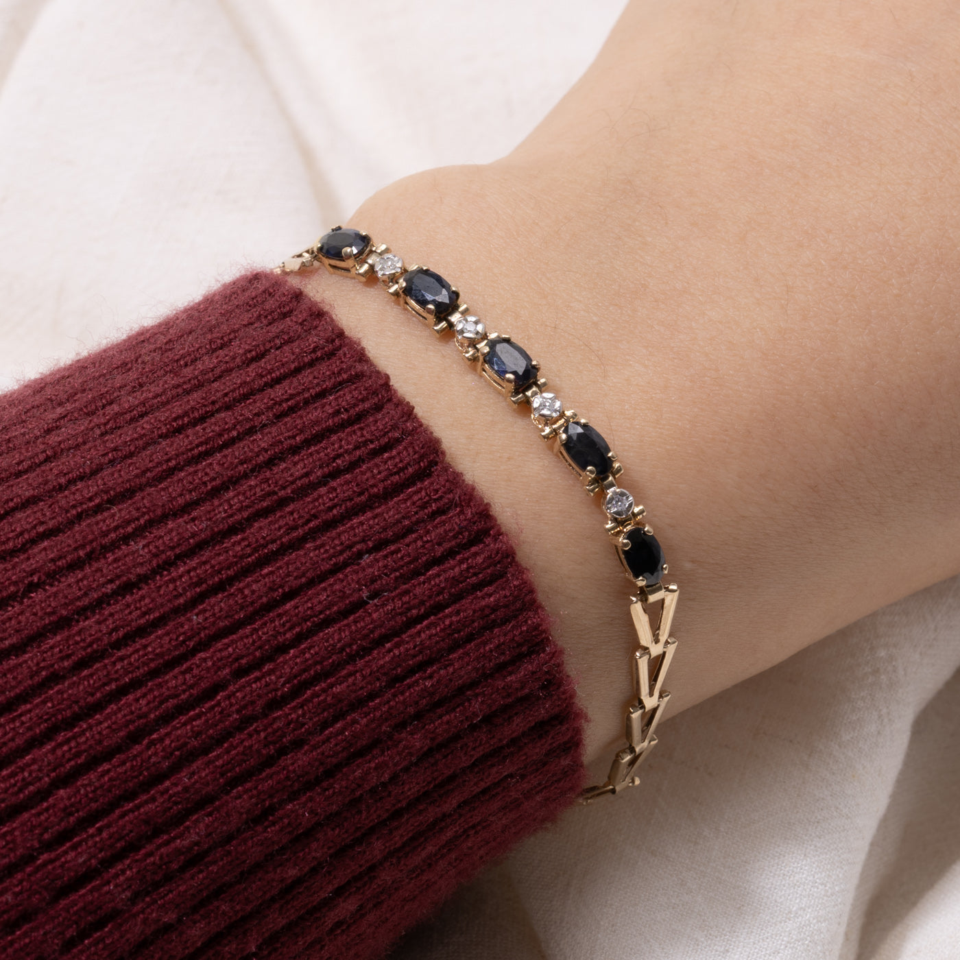 Sapphire & Diamond Geometric Bracelet | 1.00ctw, 0.02ctw | 8.5"