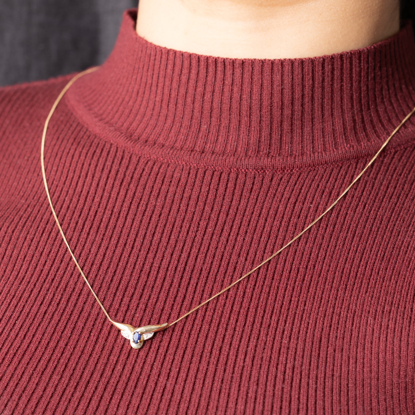 Sapphire & Diamond Accented Fixed Pendant Necklace | 18"