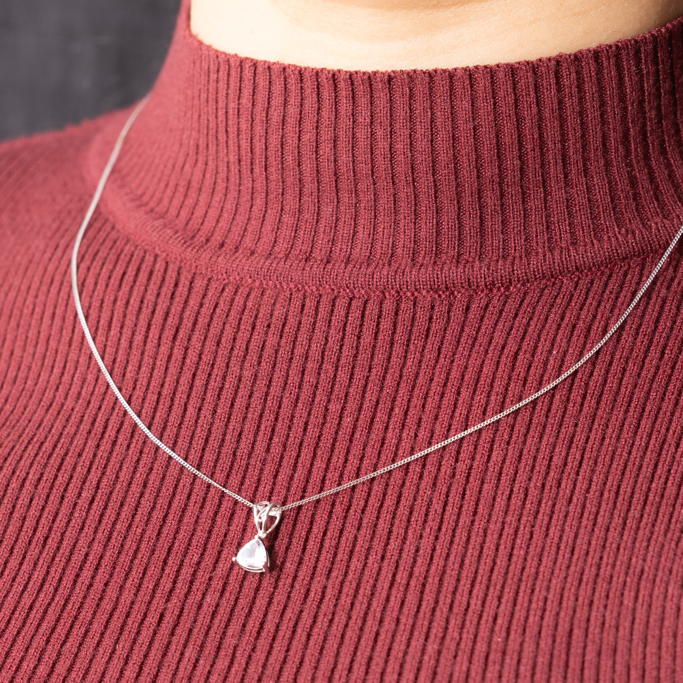 Trillion Cut Aquamarine Solitaire Pendant Necklace | 0.5ct | 18"