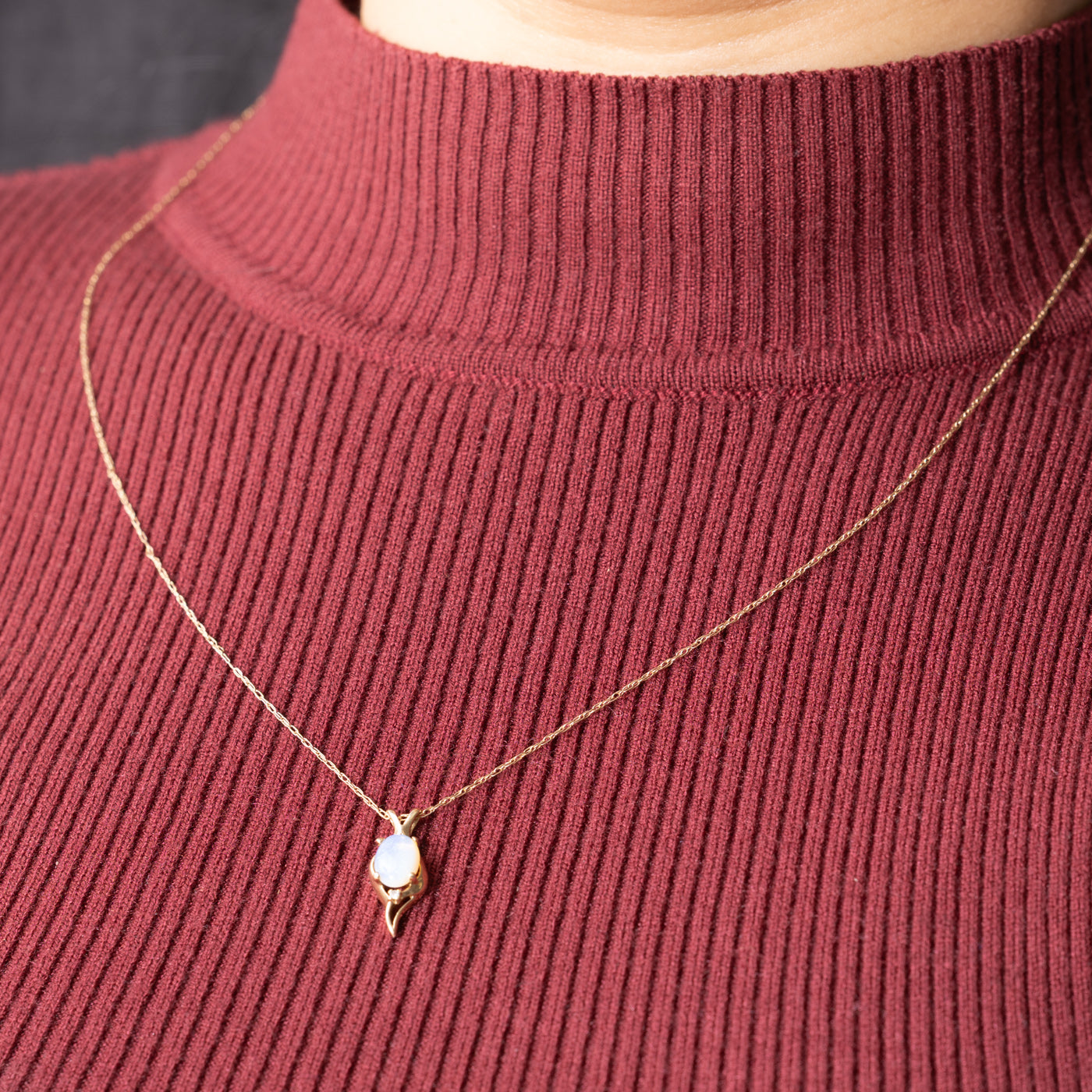 Collier pendentif en opale et diamants | 48 cm