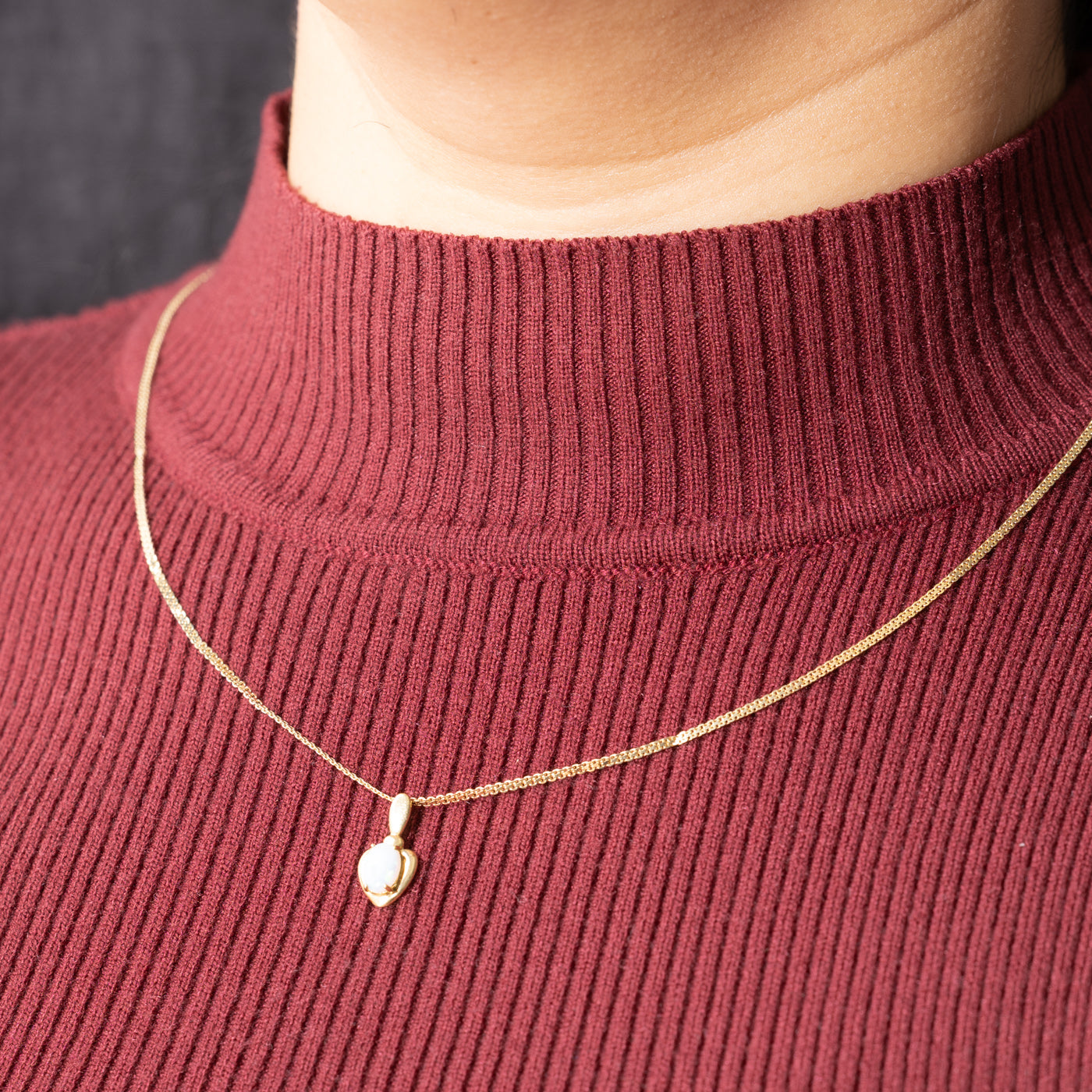 Opal Heart Pendant Necklace | 15"