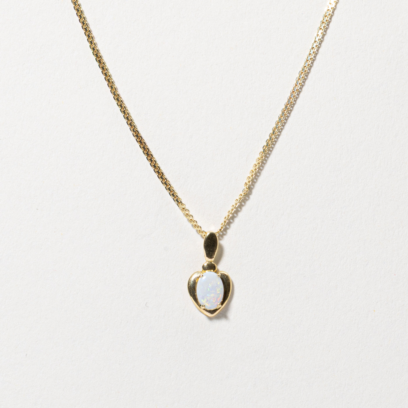 Opal Heart Pendant Necklace | 15"