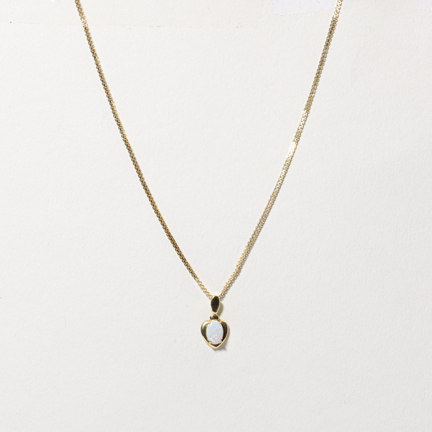 Opal Heart Pendant Necklace | 15"