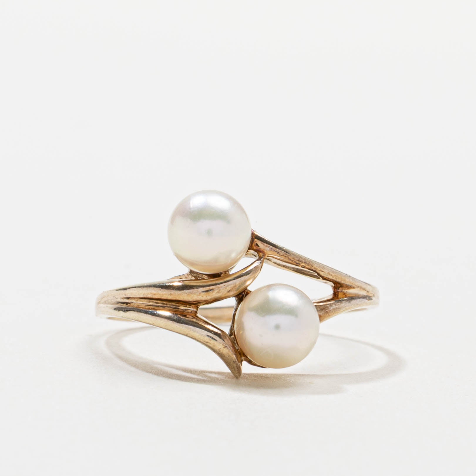 10k Two Stone Pearl Ring | SZ 8.25
