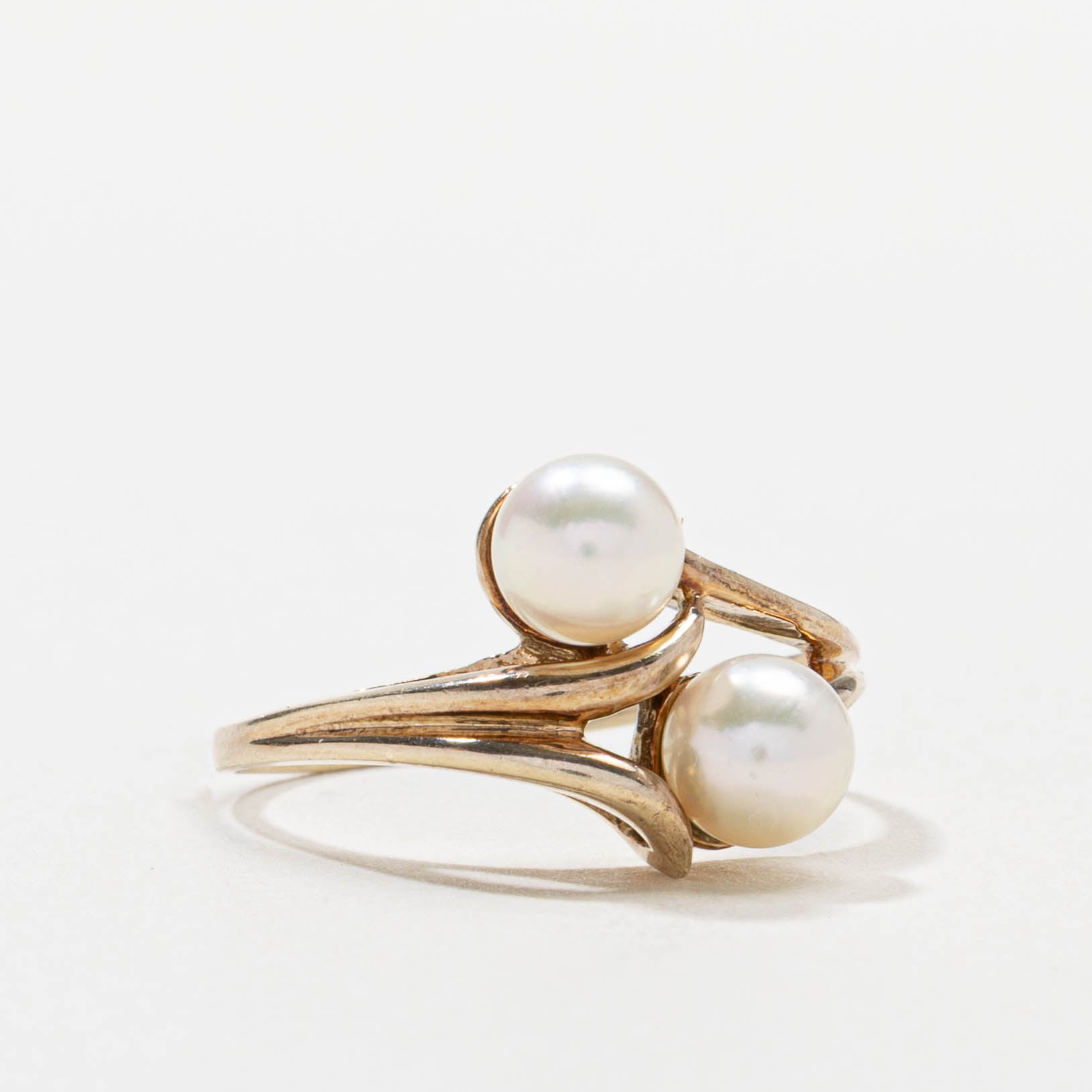 10k Two Stone Pearl Ring | SZ 8.25