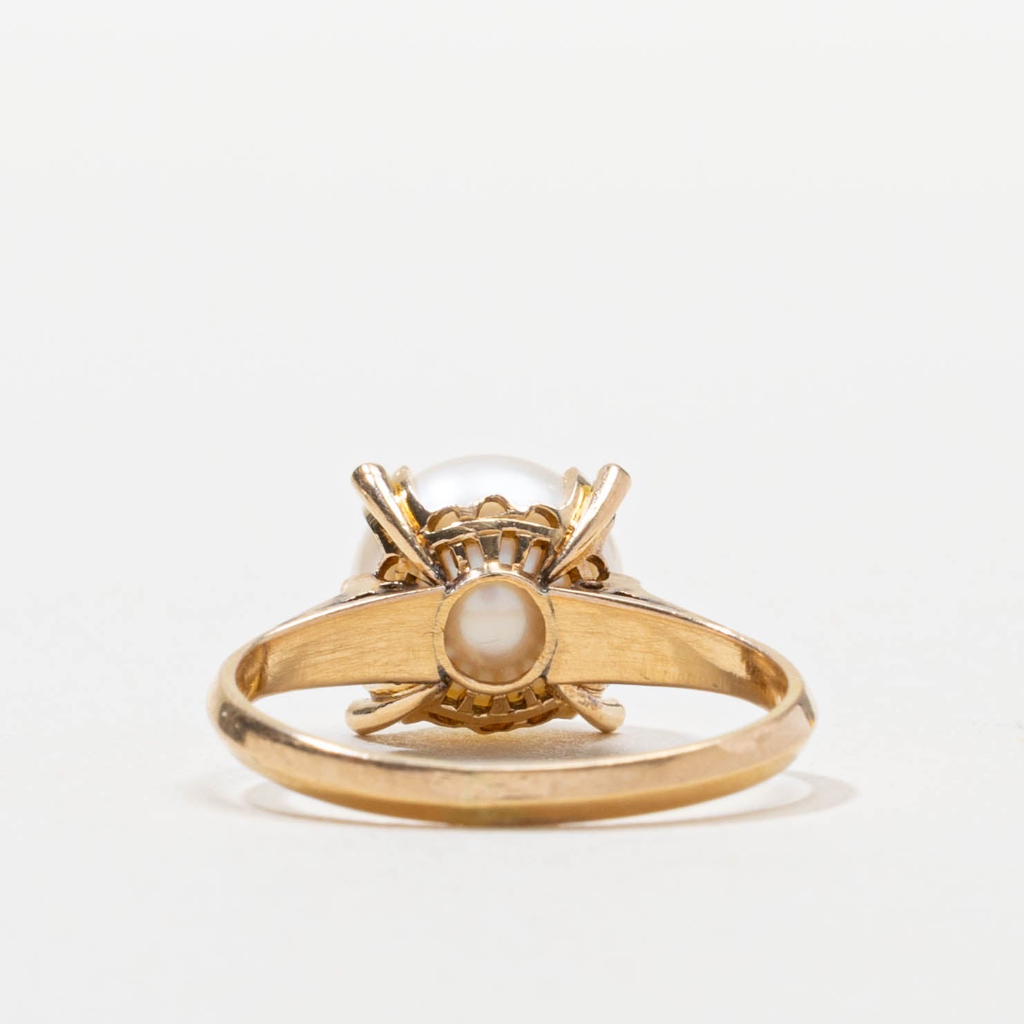 10k Prong Set Pearl Tapered Ring | SZ 6.5
