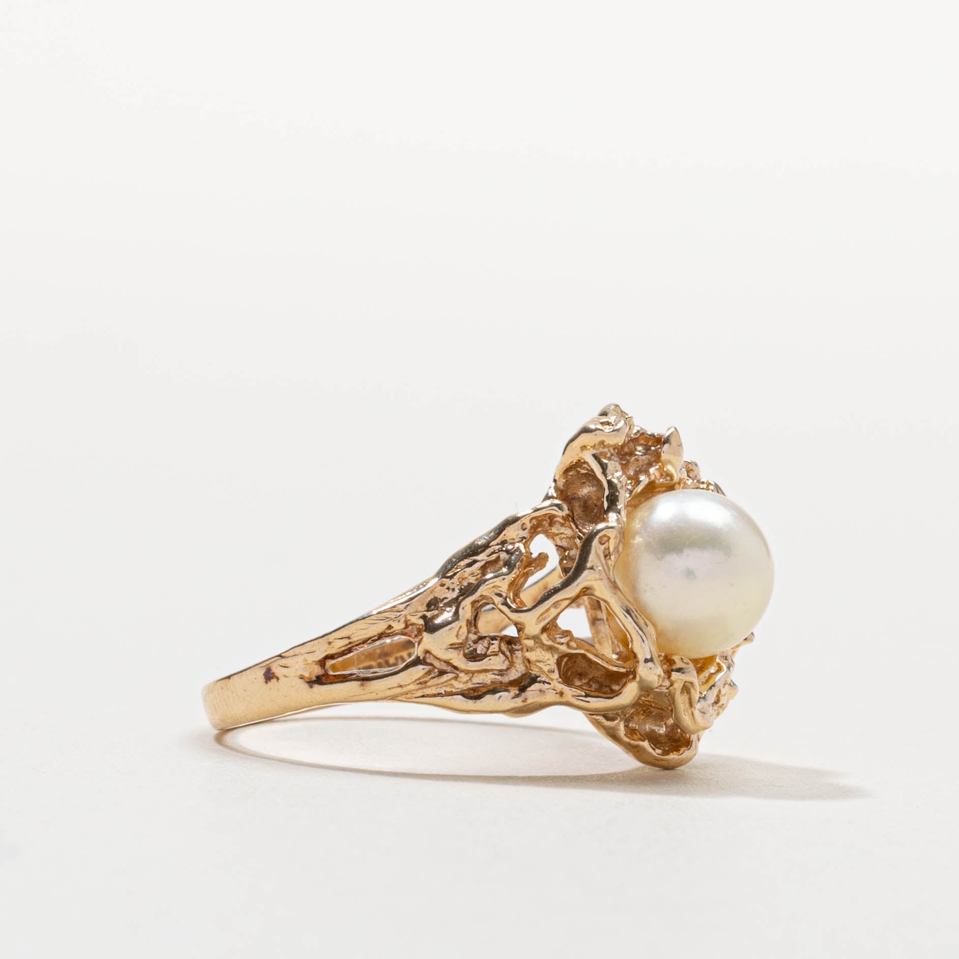 10k Pearl Nuggety Cocktail Ring | SZ 7.75