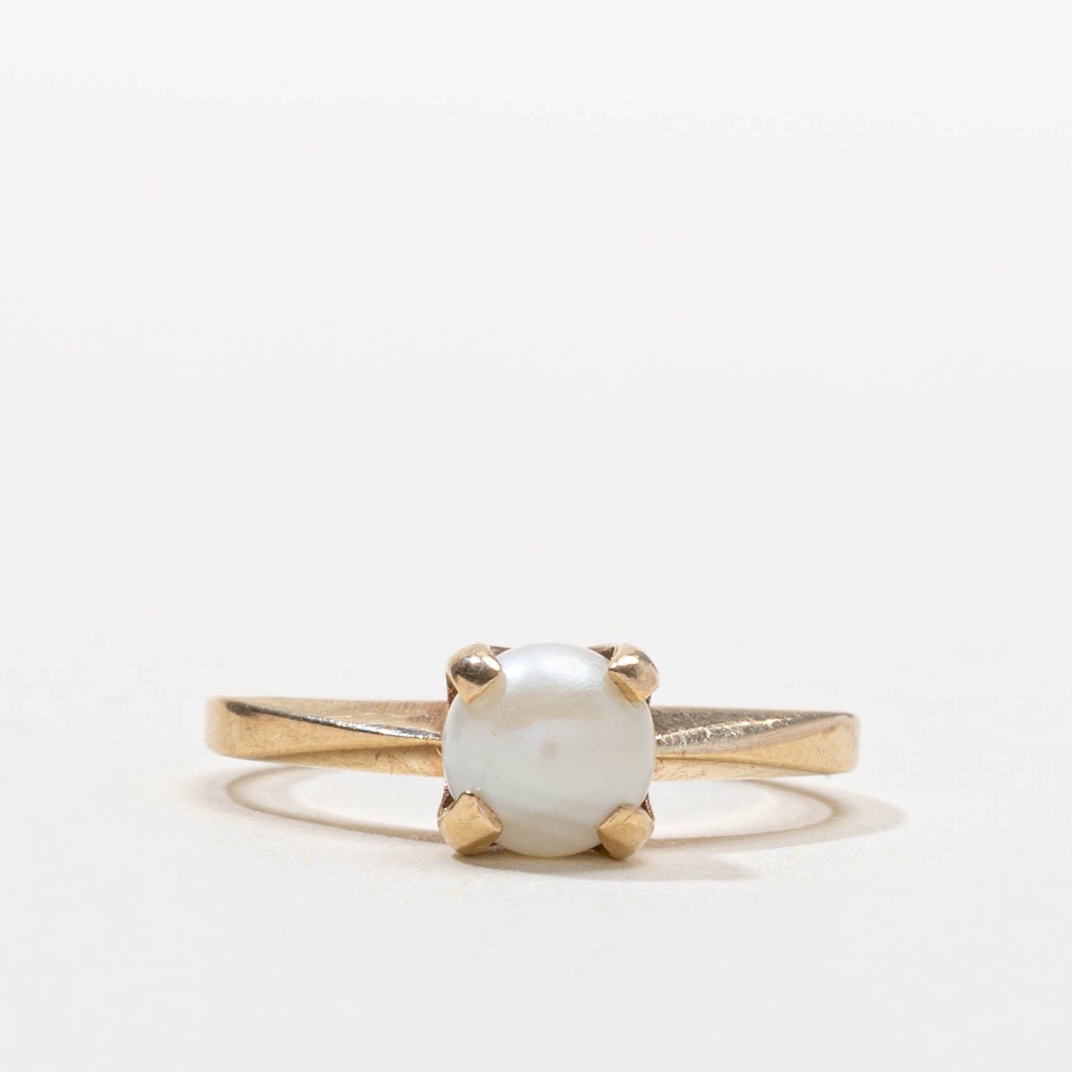 10k Solitaire Prong Set Pearl Ring | SZ 5.25