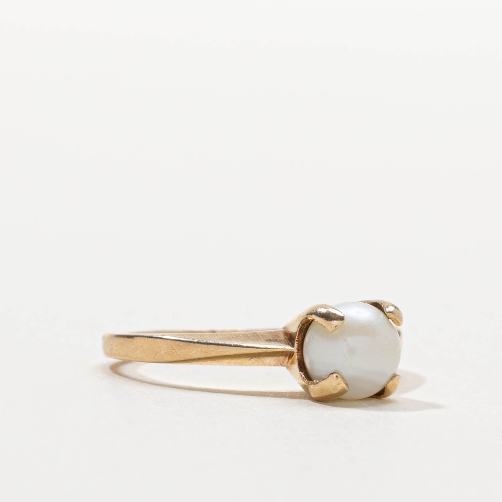 10k Solitaire Prong Set Pearl Ring | SZ 5.25