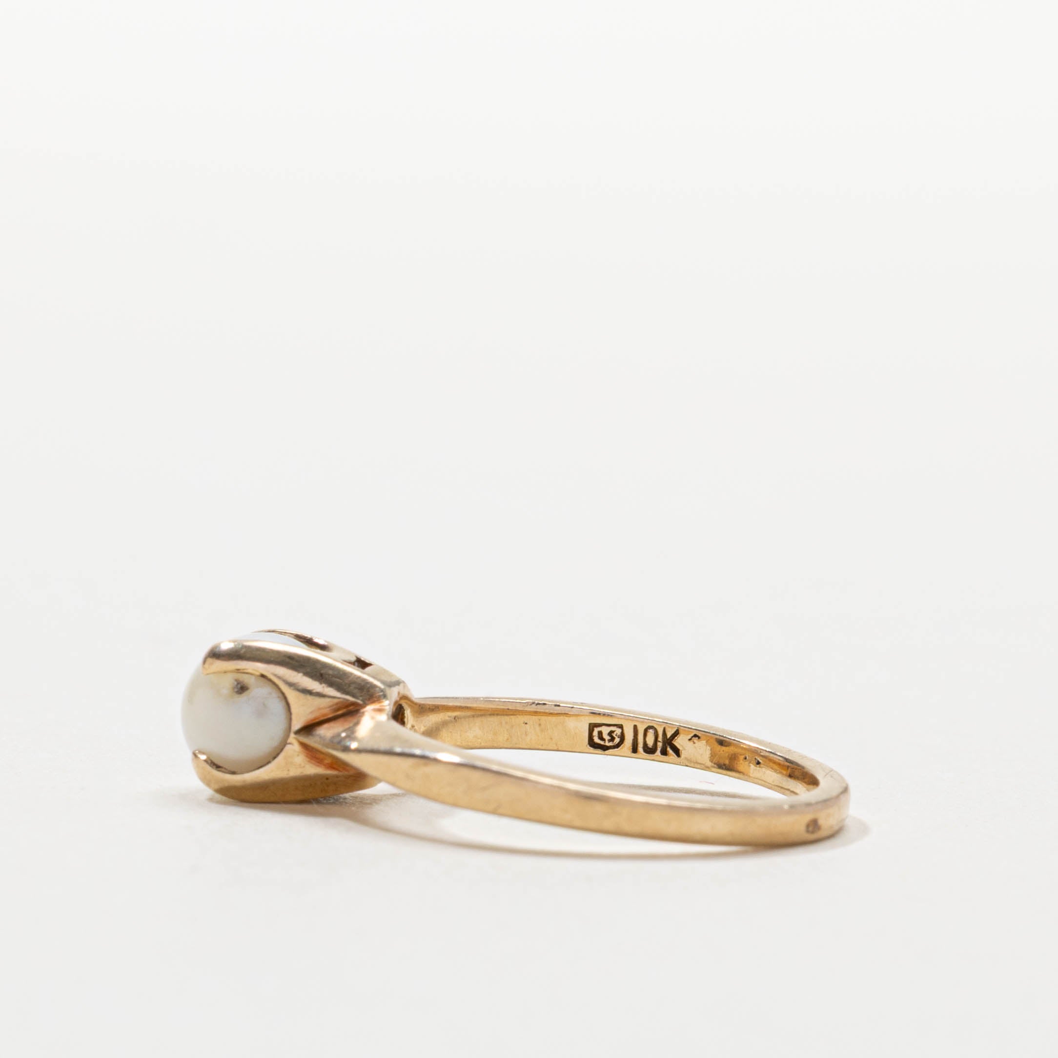 10k Solitaire Prong Set Pearl Ring | SZ 5.25