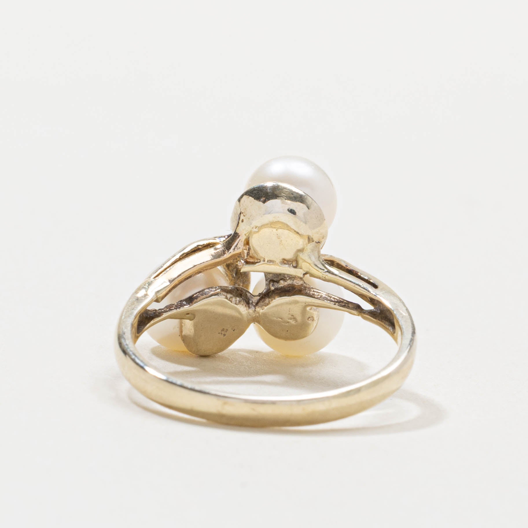 10k Three Stone Pearl Cluster Ring | SZ 5.5