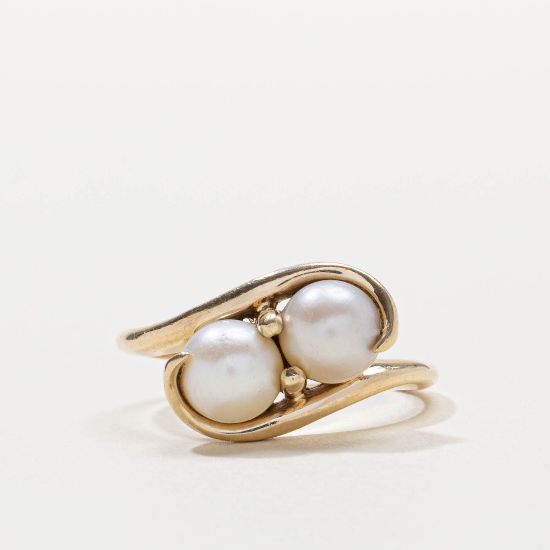 Vintage Canadian Toi Et Moi Pearl Bypass Ring | SZ 7.5