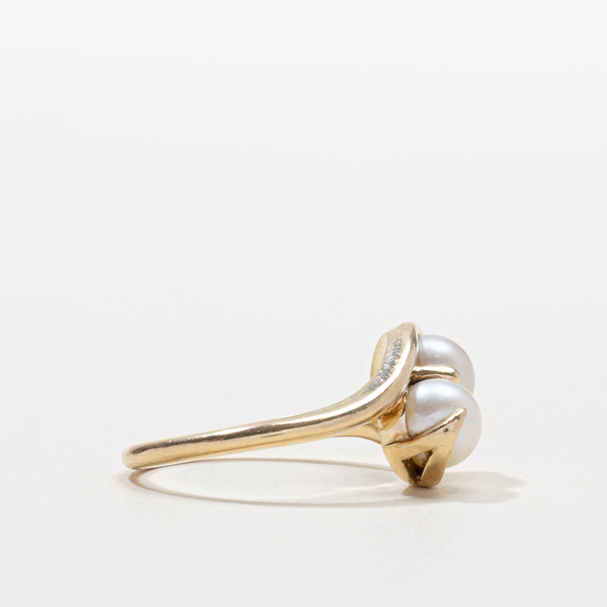 Vintage Canadian Toi Et Moi Pearl Bypass Ring | SZ 7.5
