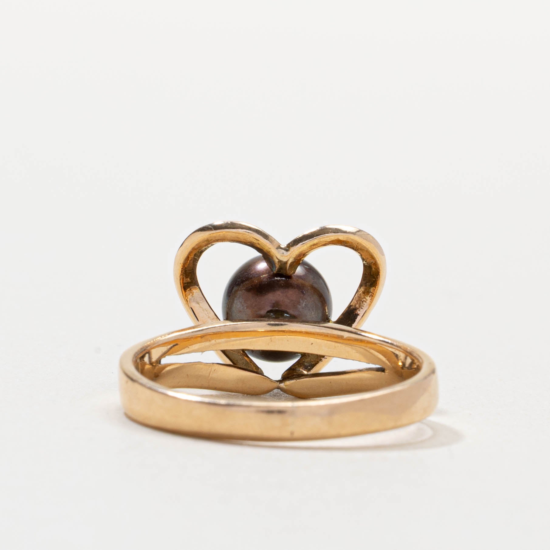 14k Black Pearl Heart Ring | SZ 6.75