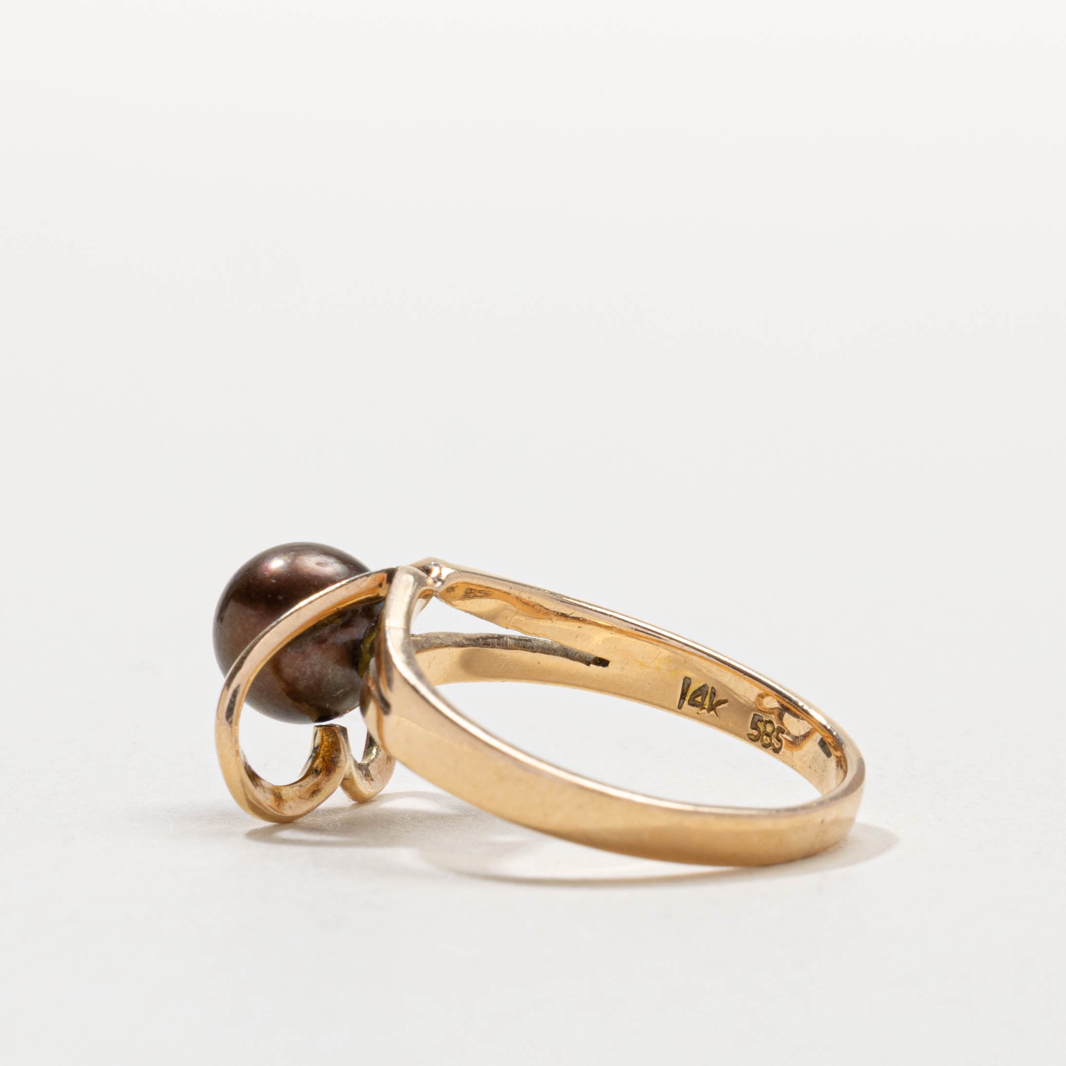 14k Black Pearl Heart Ring | SZ 6.75
