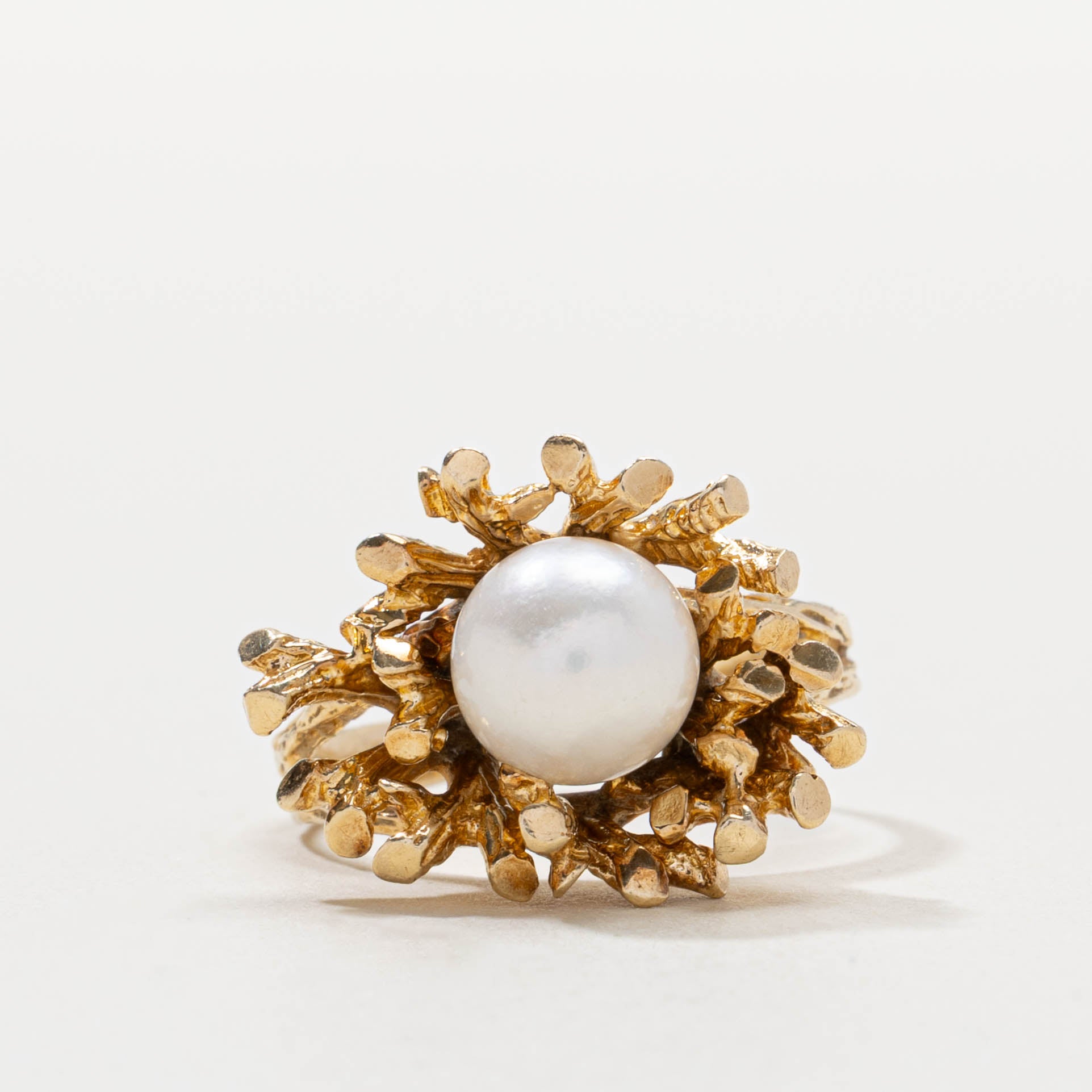 14k Pearl Nuggety Textured Cocktail Ring | SZ 6.75