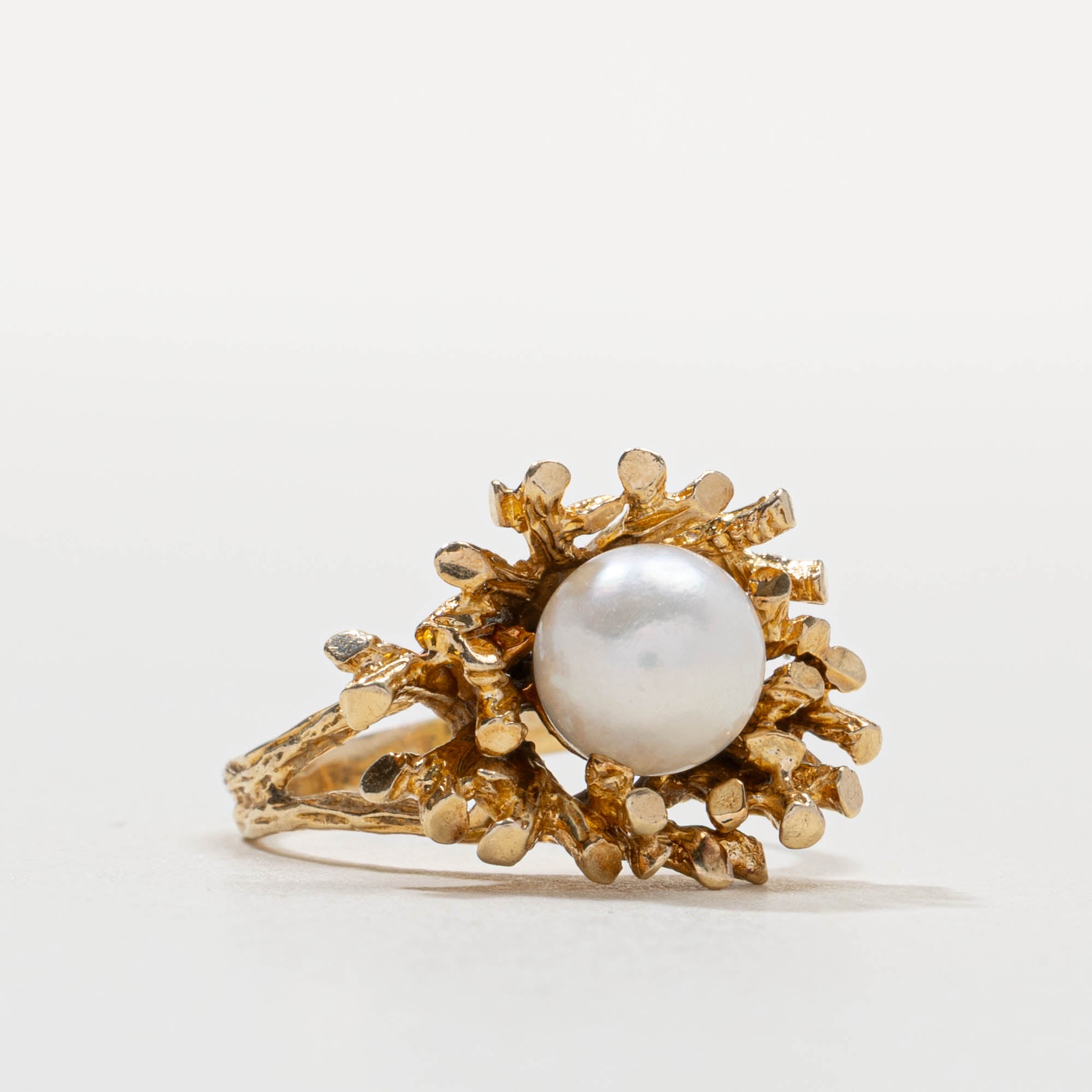14k Pearl Nuggety Textured Cocktail Ring | SZ 6.75