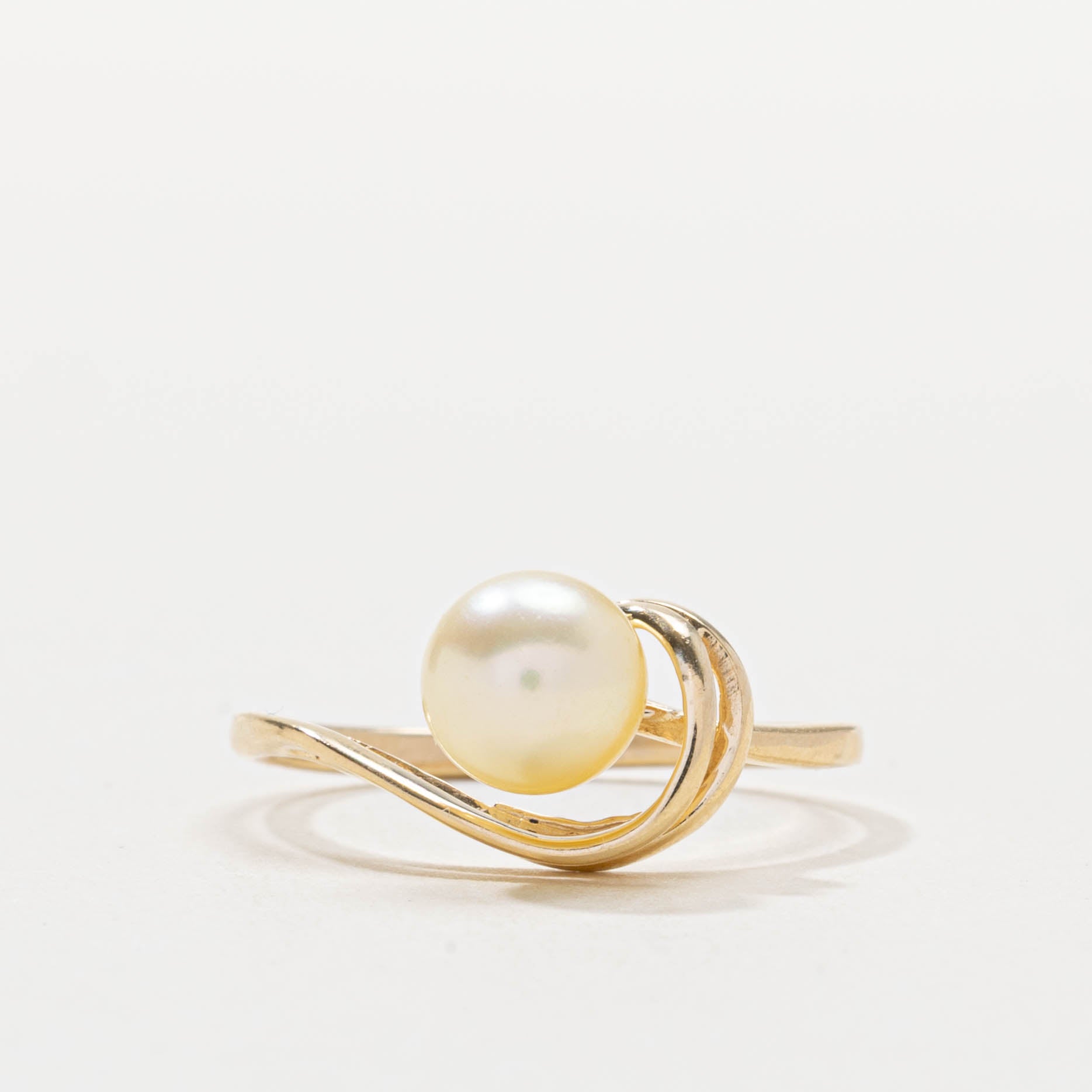 14k Pearl Swirl Abstract Ring | SZ 6.75