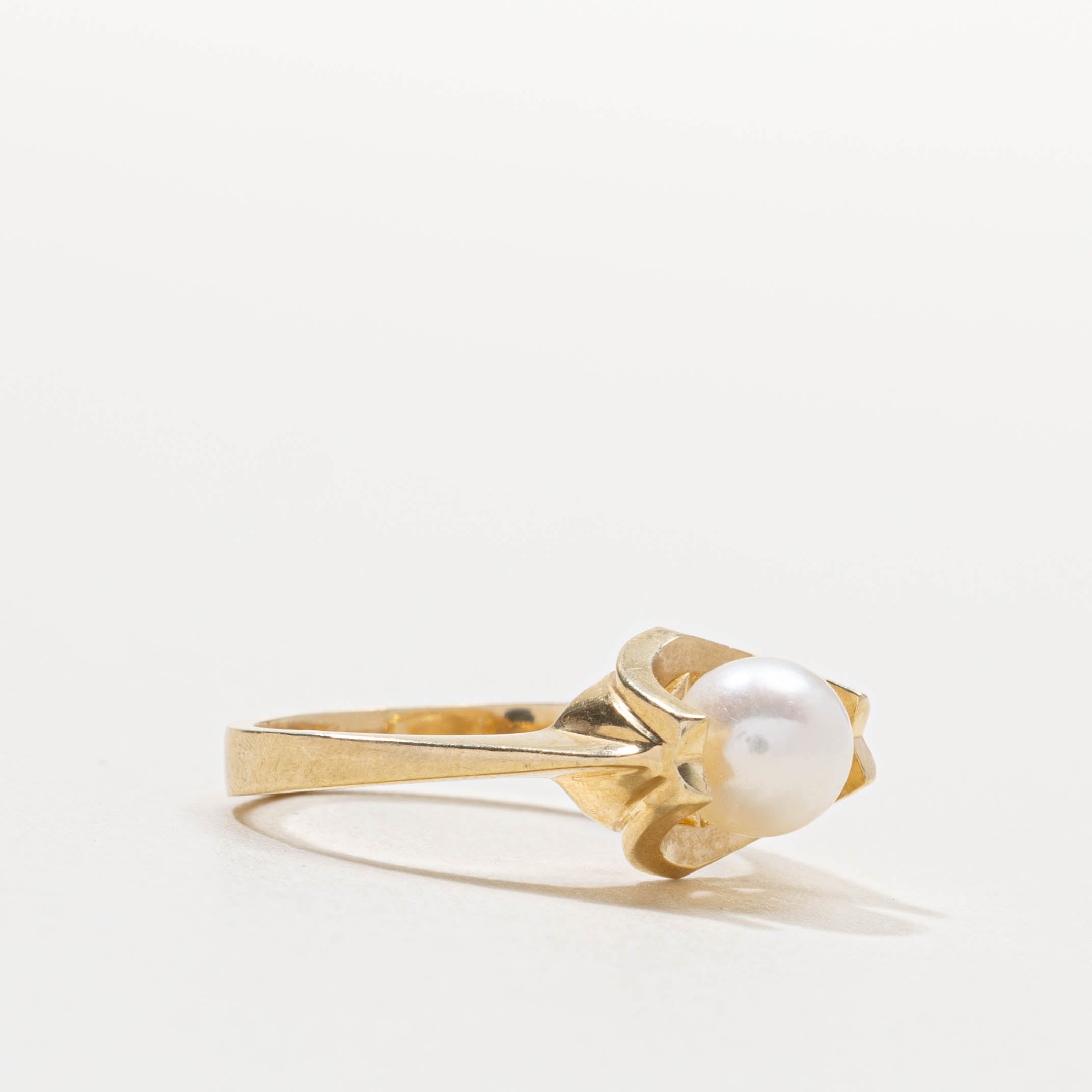 14k Pearl Textured Geometric Ring | SZ 5.5