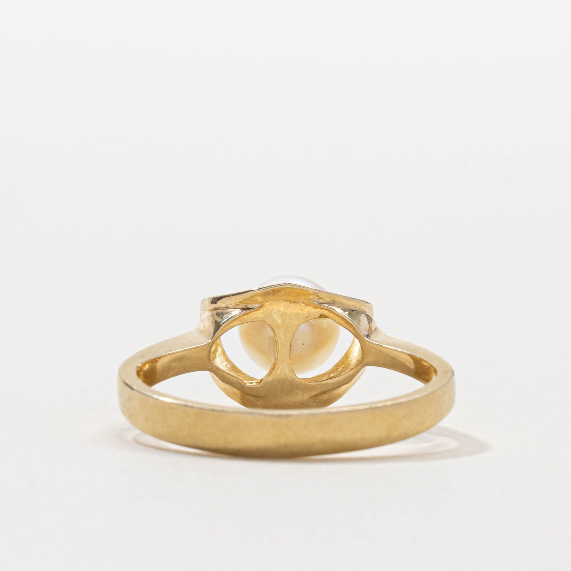 14k Pearl Textured Geometric Ring | SZ 5.5