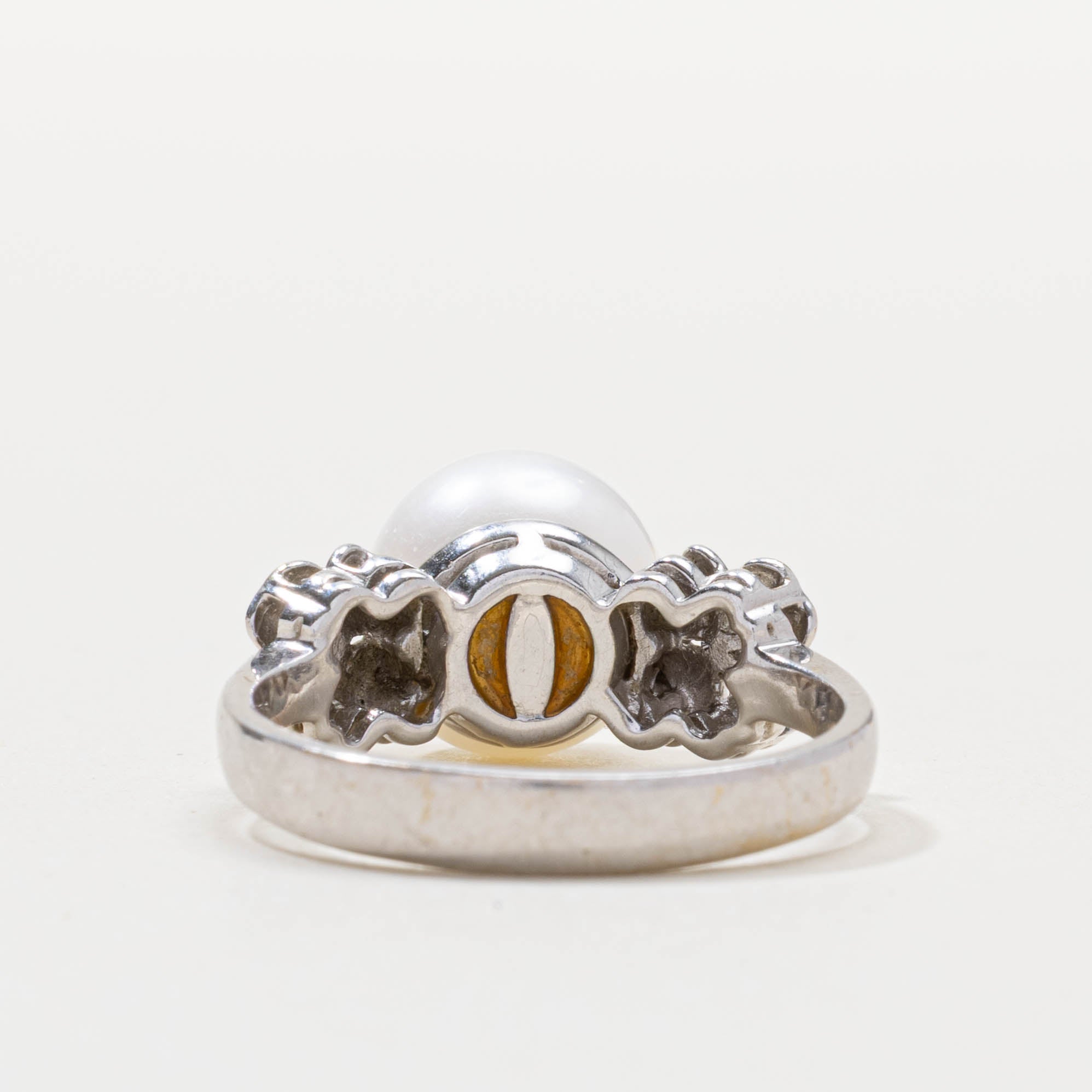 18k Pearl Floral Design Ring | SZ 8.75